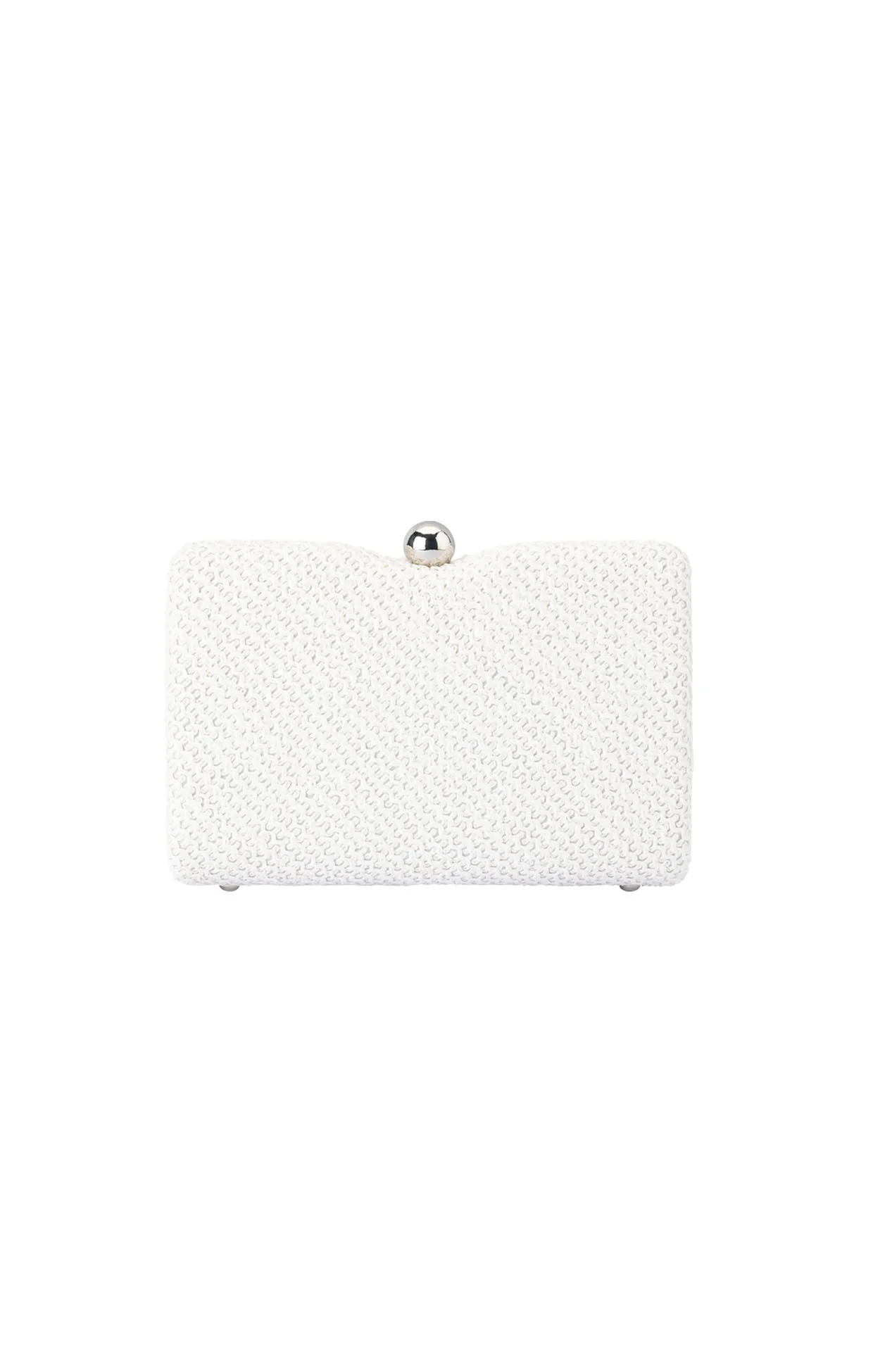 BIRDIE WOVEN CLUTCH BAG IN WHITE