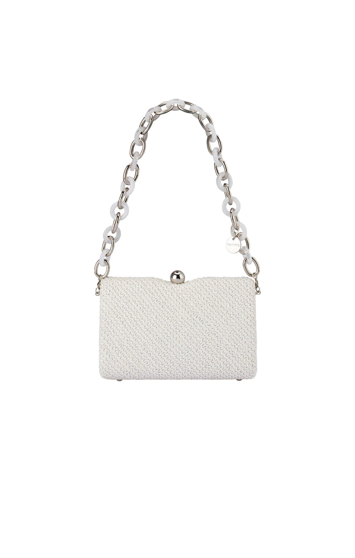 BIRDIE WOVEN CLUTCH BAG IN WHITE - Image 2