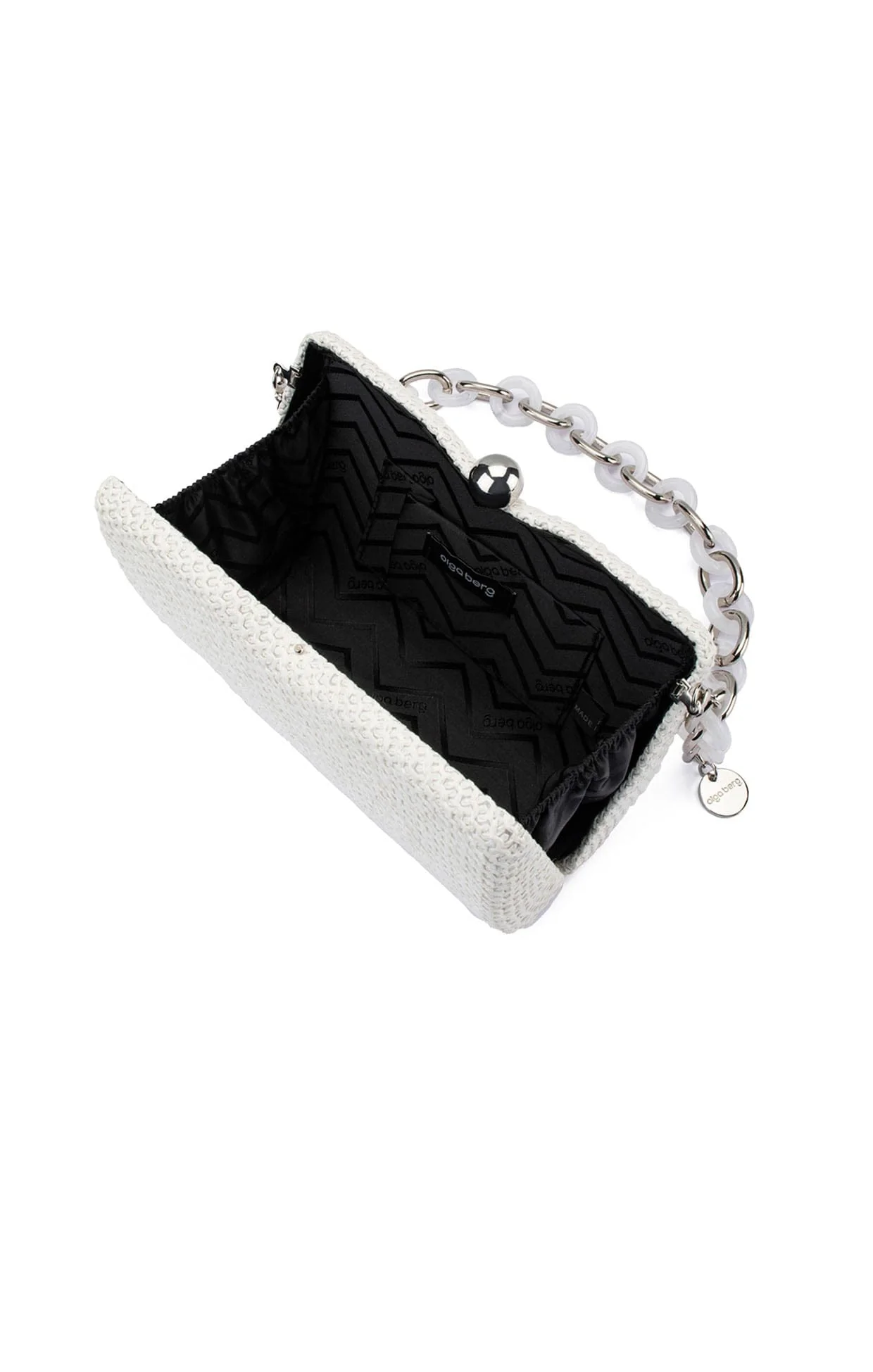 BIRDIE WOVEN CLUTCH BAG IN WHITE - Image 5