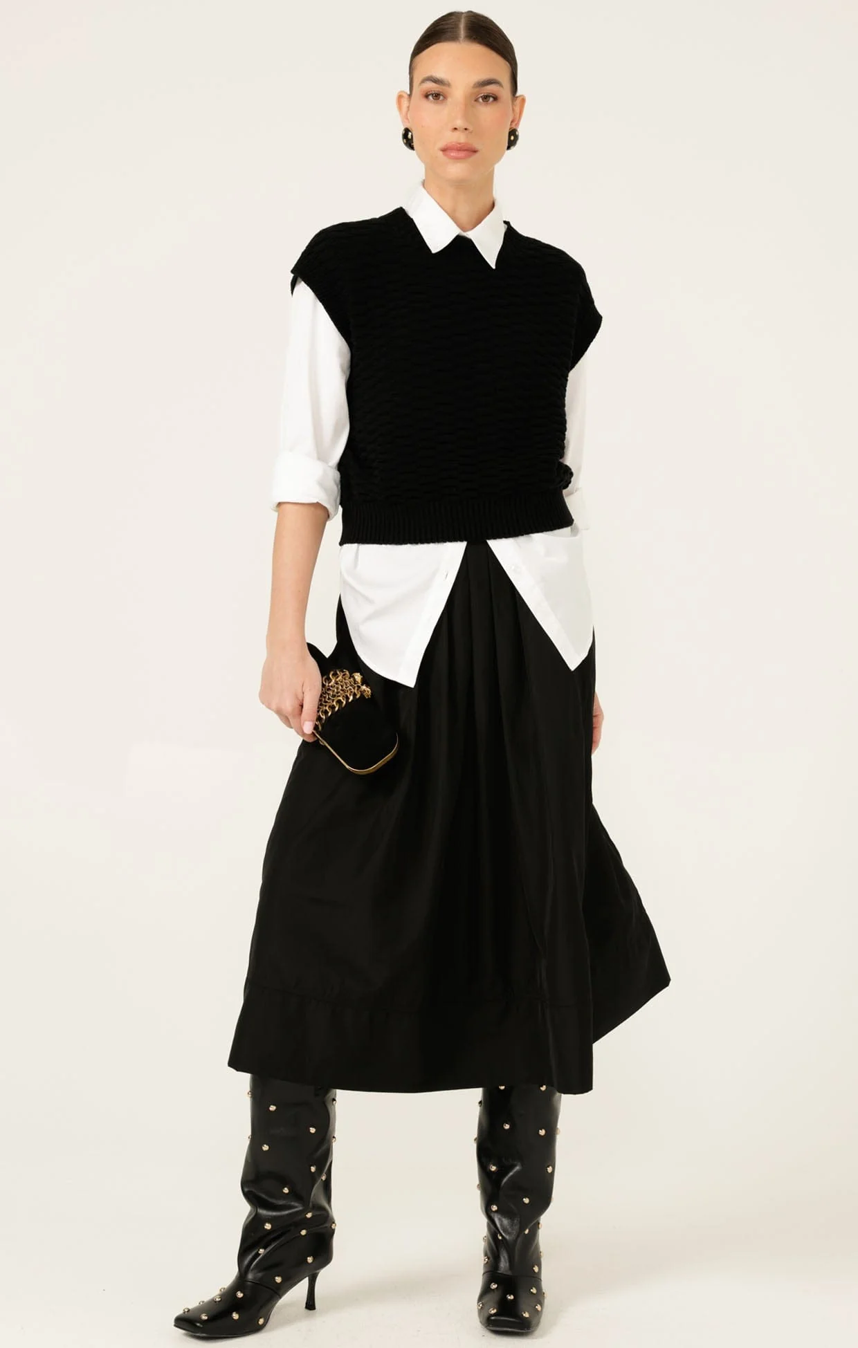 BUBBLE KNIT TOP IN BLACK - Image 5