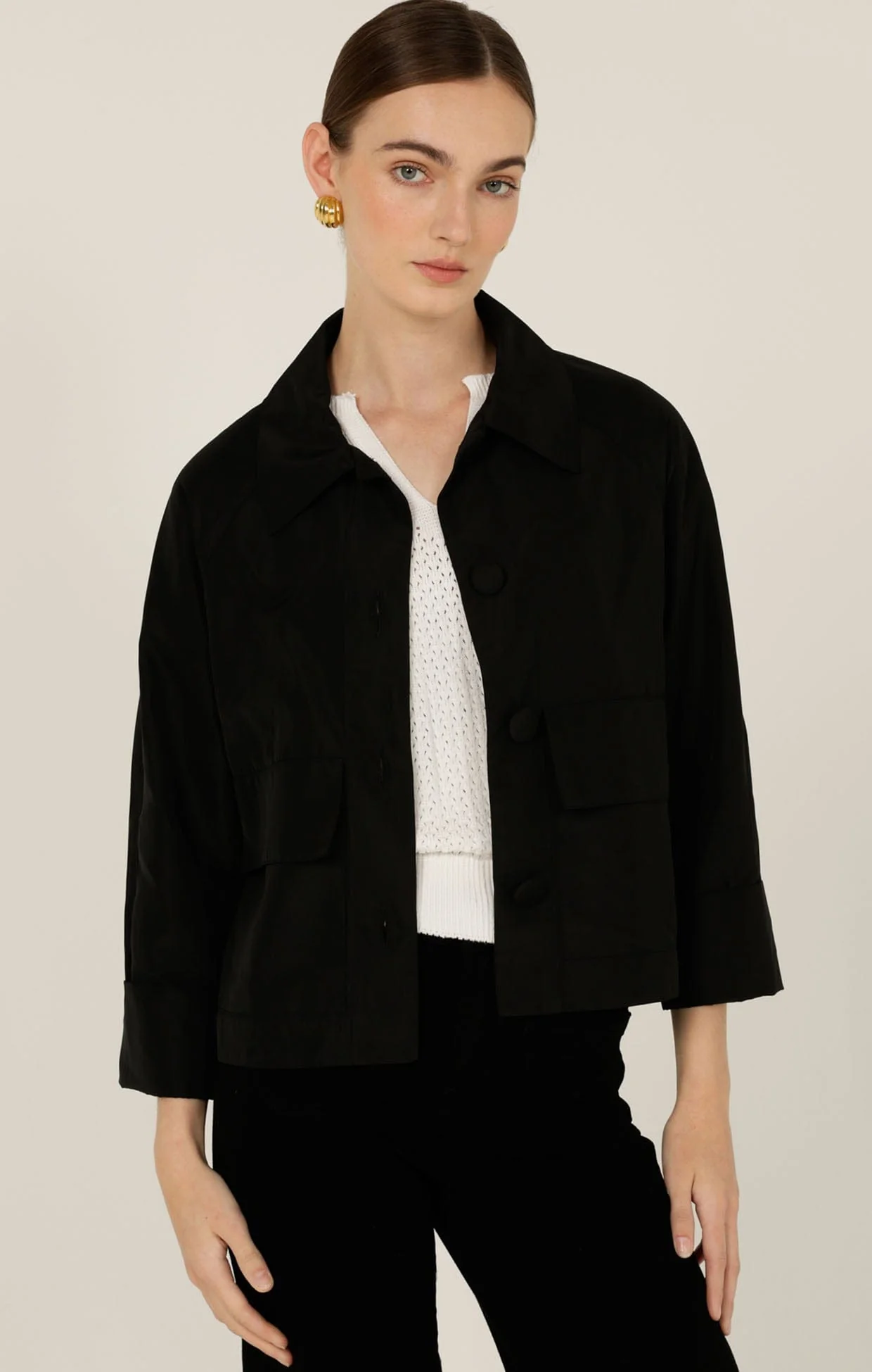 BUTTON UP CROPPED JACKET