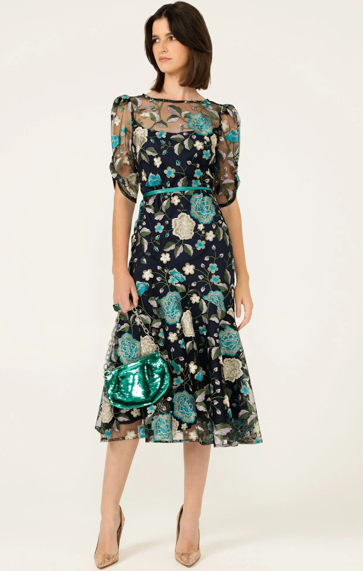 CARDELINA DRESS IN NAVY AQUA - Image 5