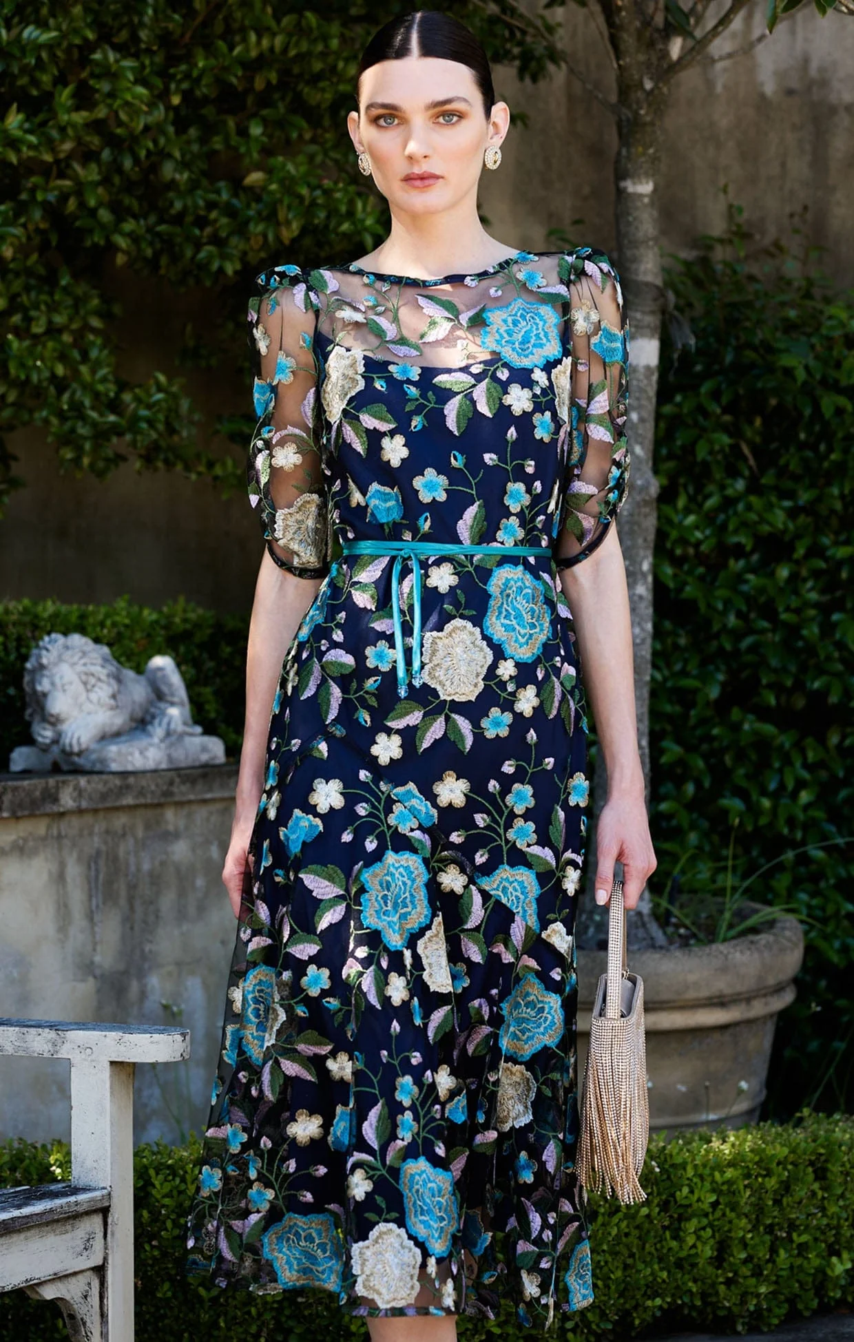 CARDELINA DRESS IN NAVY AQUA - Image 6