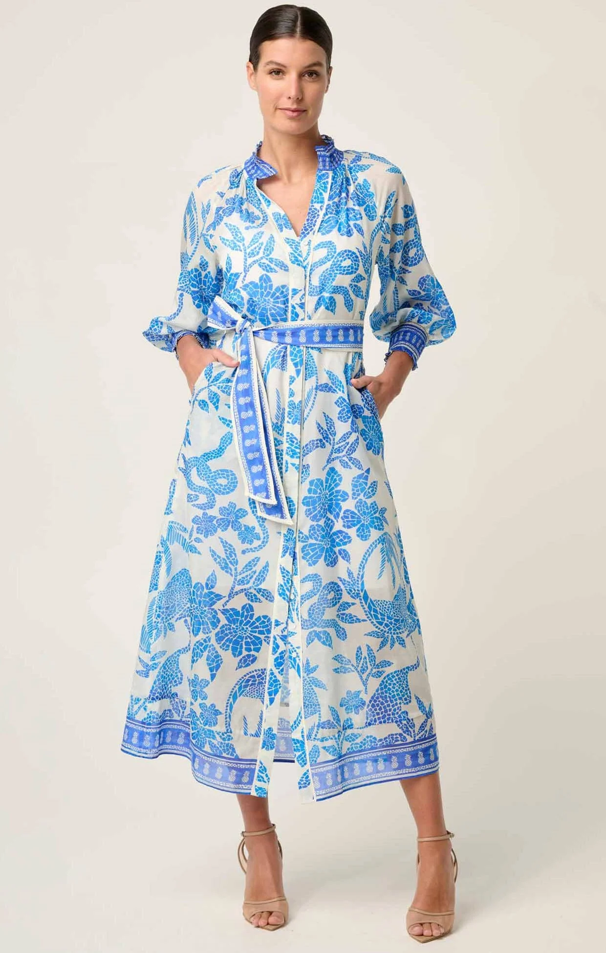 CARMEN MAXI DRESS IN AZURE MOSAIC