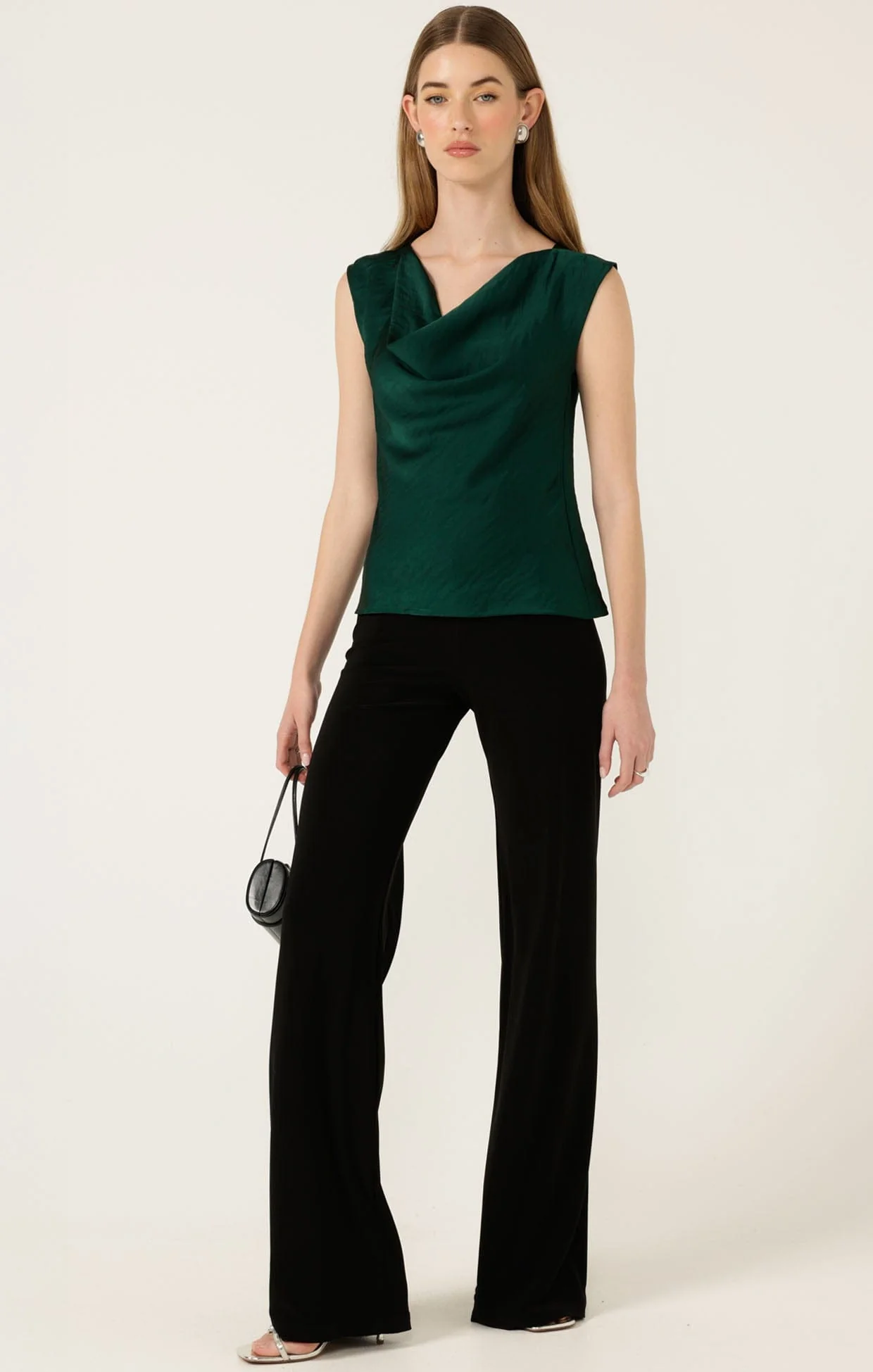 LUXE COWL BIAS TOP IN EMERALD - Image 4