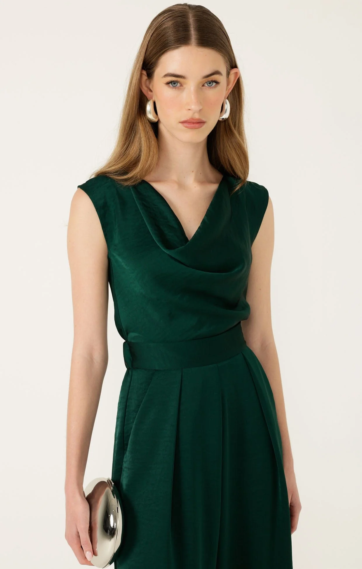 LUXE COWL BIAS TOP IN EMERALD - Image 7