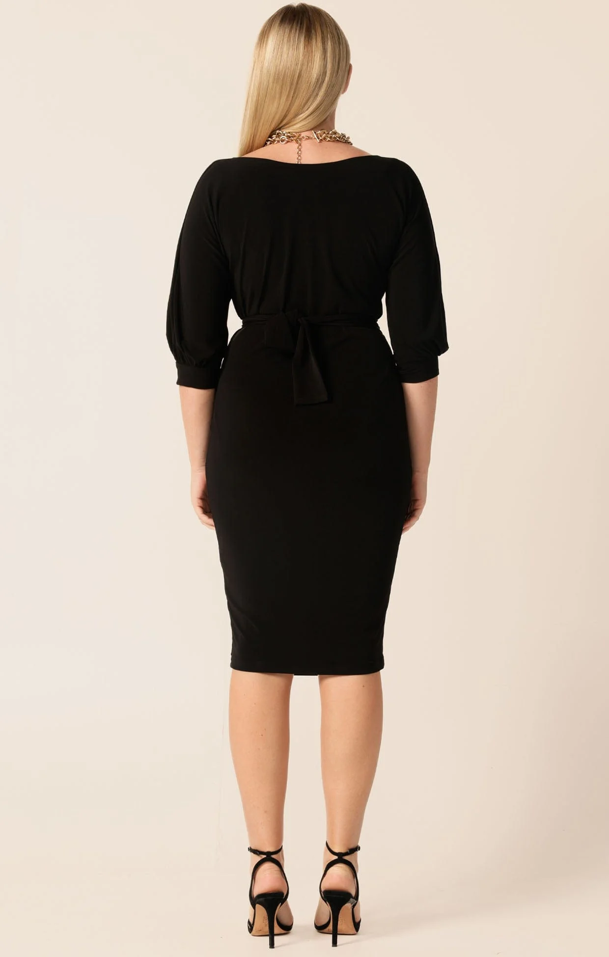 COWL TIE DRAPE DRESS IN BLACK - Image 6