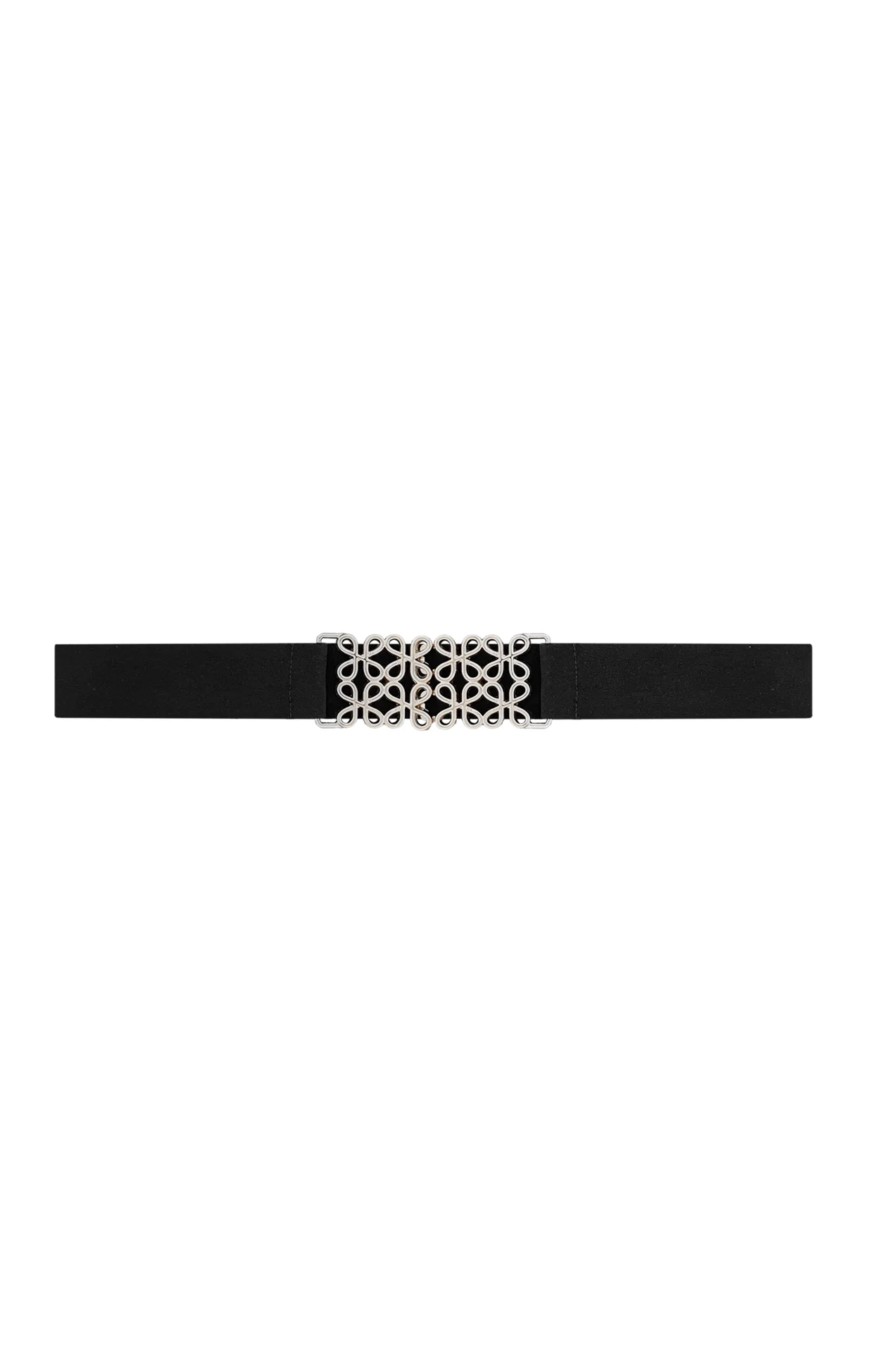 DECORATIVE CLASP BELT IN BLACK AND SILVER