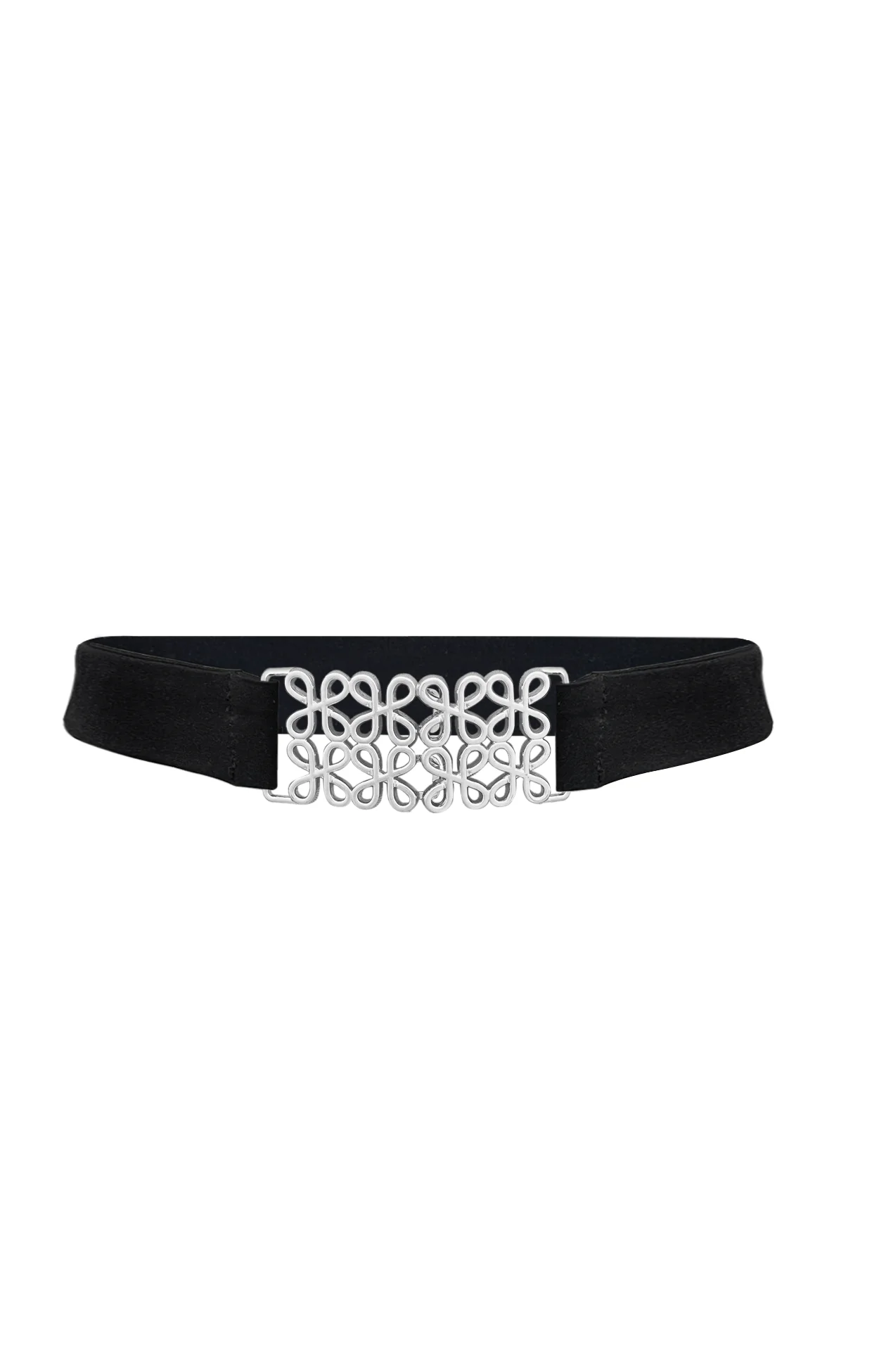 DECORATIVE CLASP BELT IN BLACK AND SILVER - Image 2