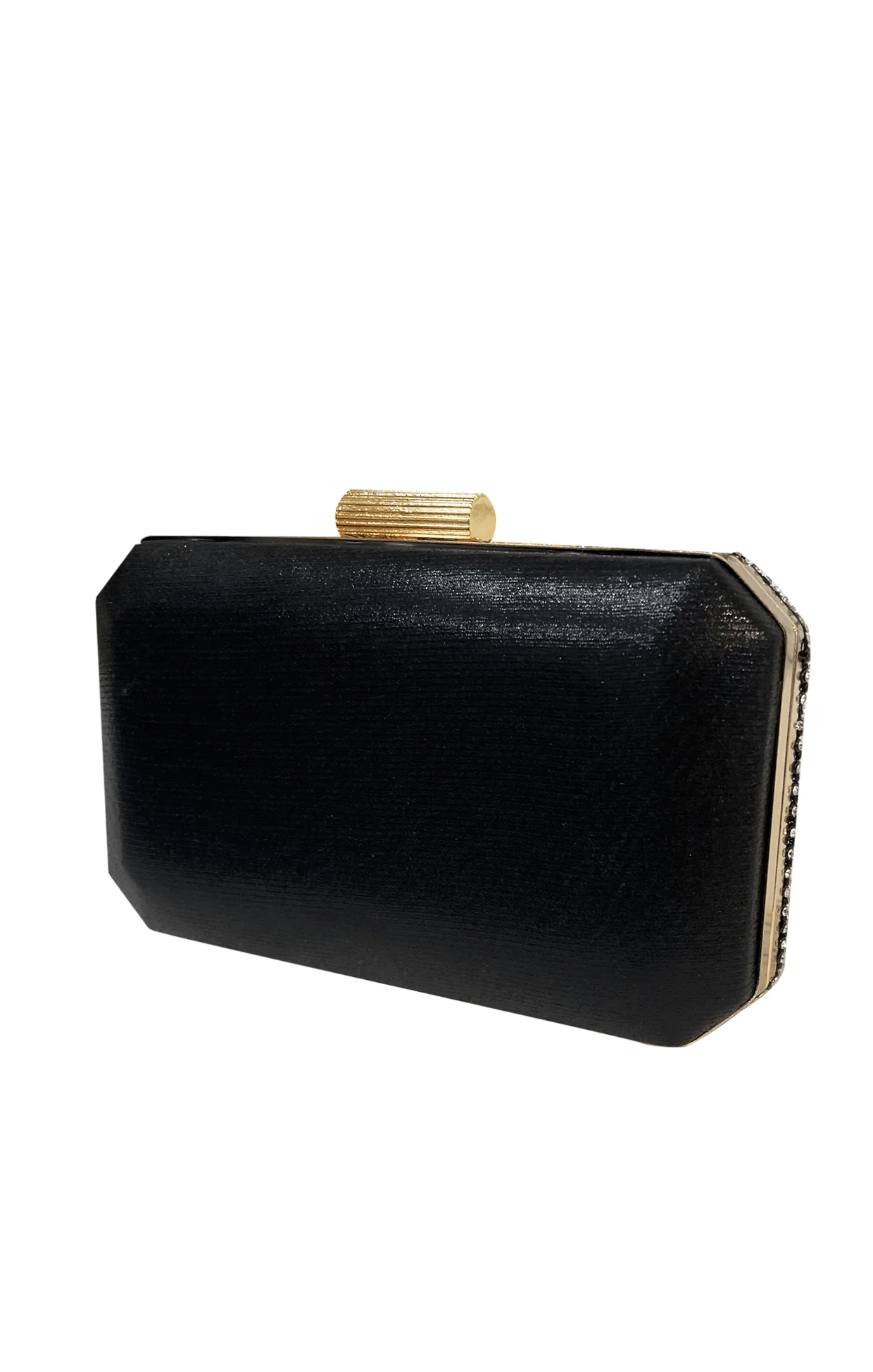 DIAMANTE MESH STRUCTURED CLUTCH BAG IN BLACK - Image 3