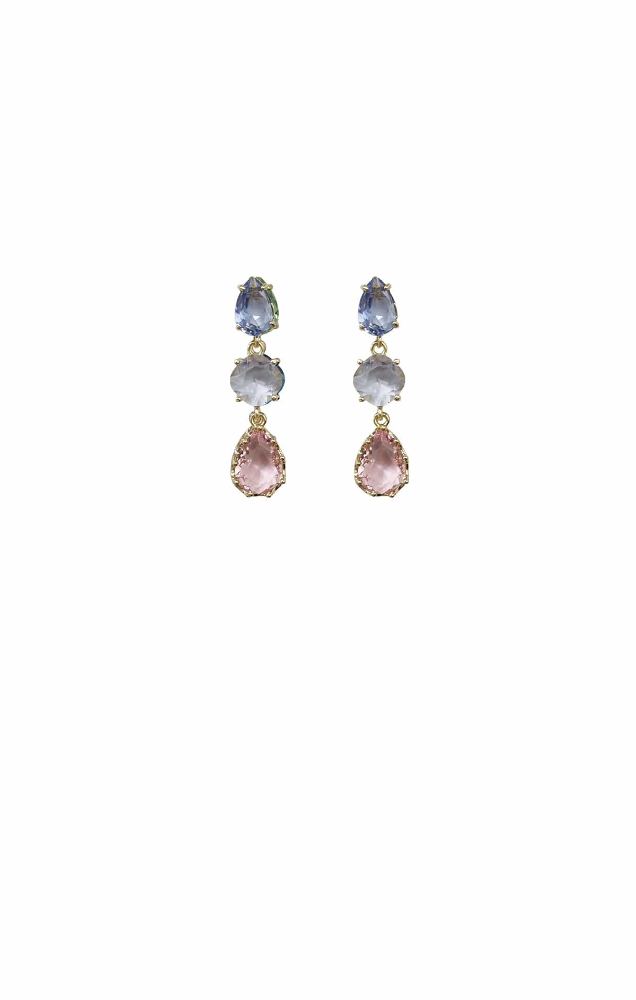 ELOWEN TRI DROP EARRINGS IN PINK MULTI