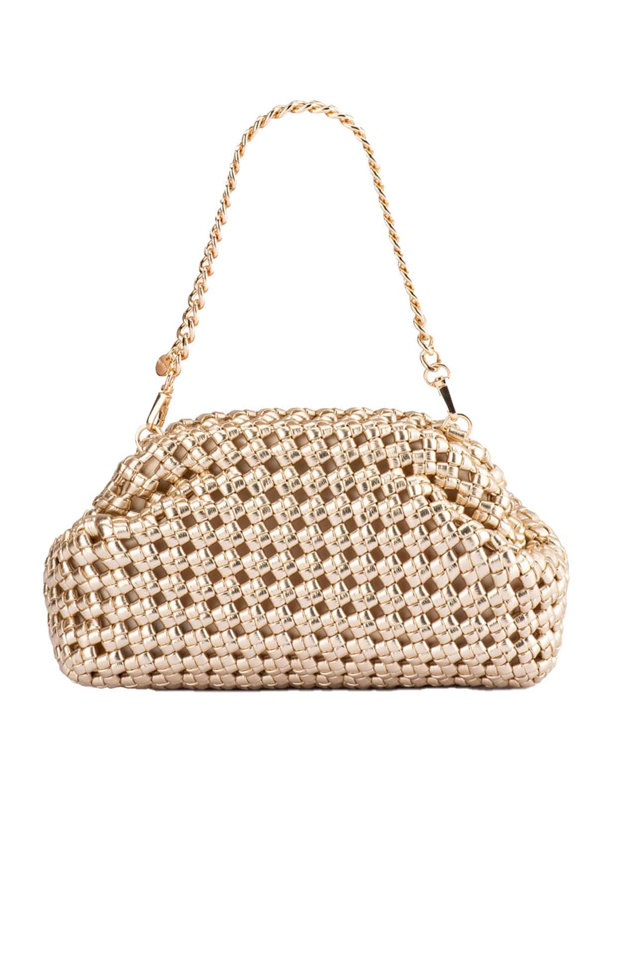 EVERLY HAND WOVEN CLUTCH BAG IN GOLD - Image 2