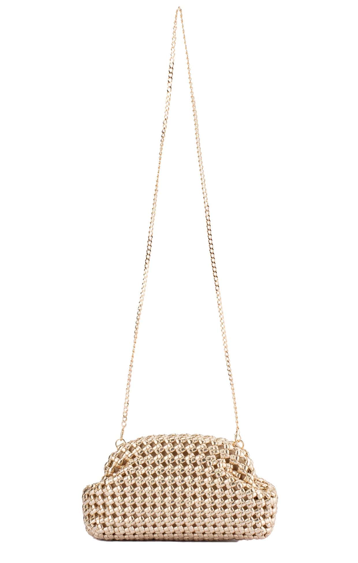 EVERLY HAND WOVEN CLUTCH BAG IN GOLD - Image 3
