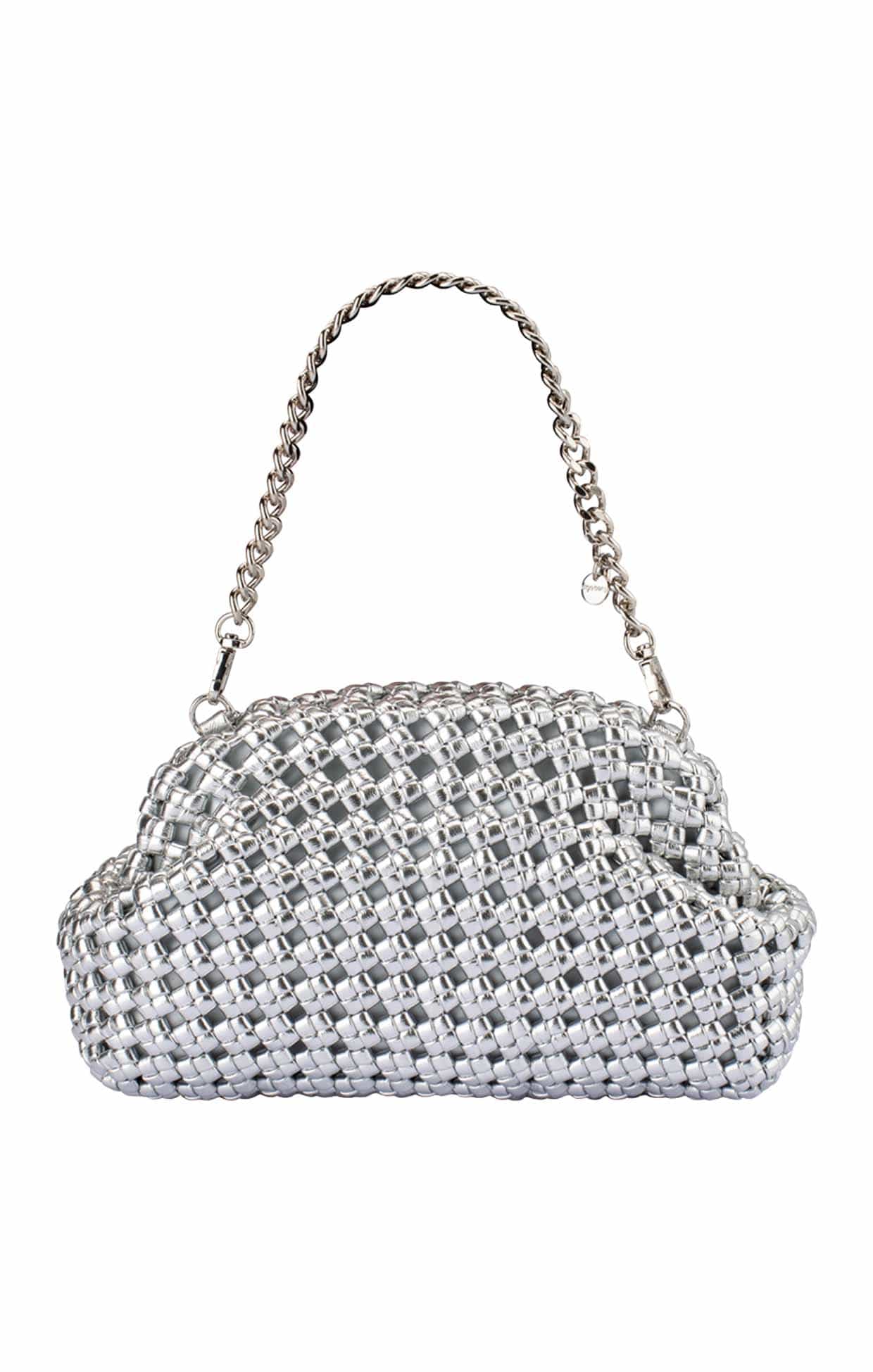 EVERLY HAND WOVEN CLUTCH BAG IN SILVER - Image 2