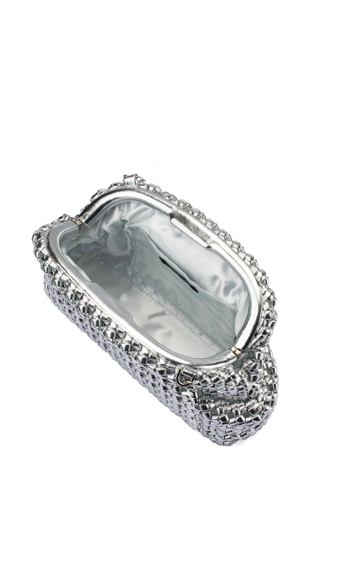 EVERLY HAND WOVEN CLUTCH BAG IN SILVER - Image 4