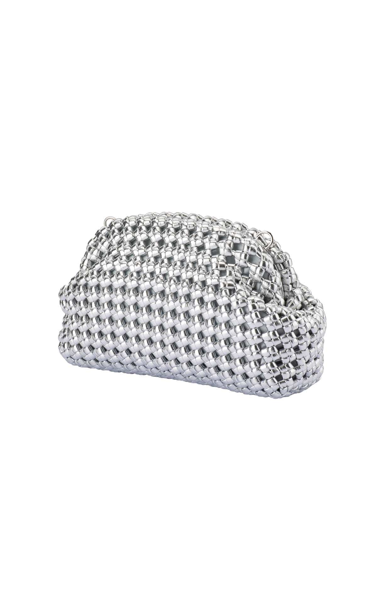 EVERLY HAND WOVEN CLUTCH BAG IN SILVER - Image 5