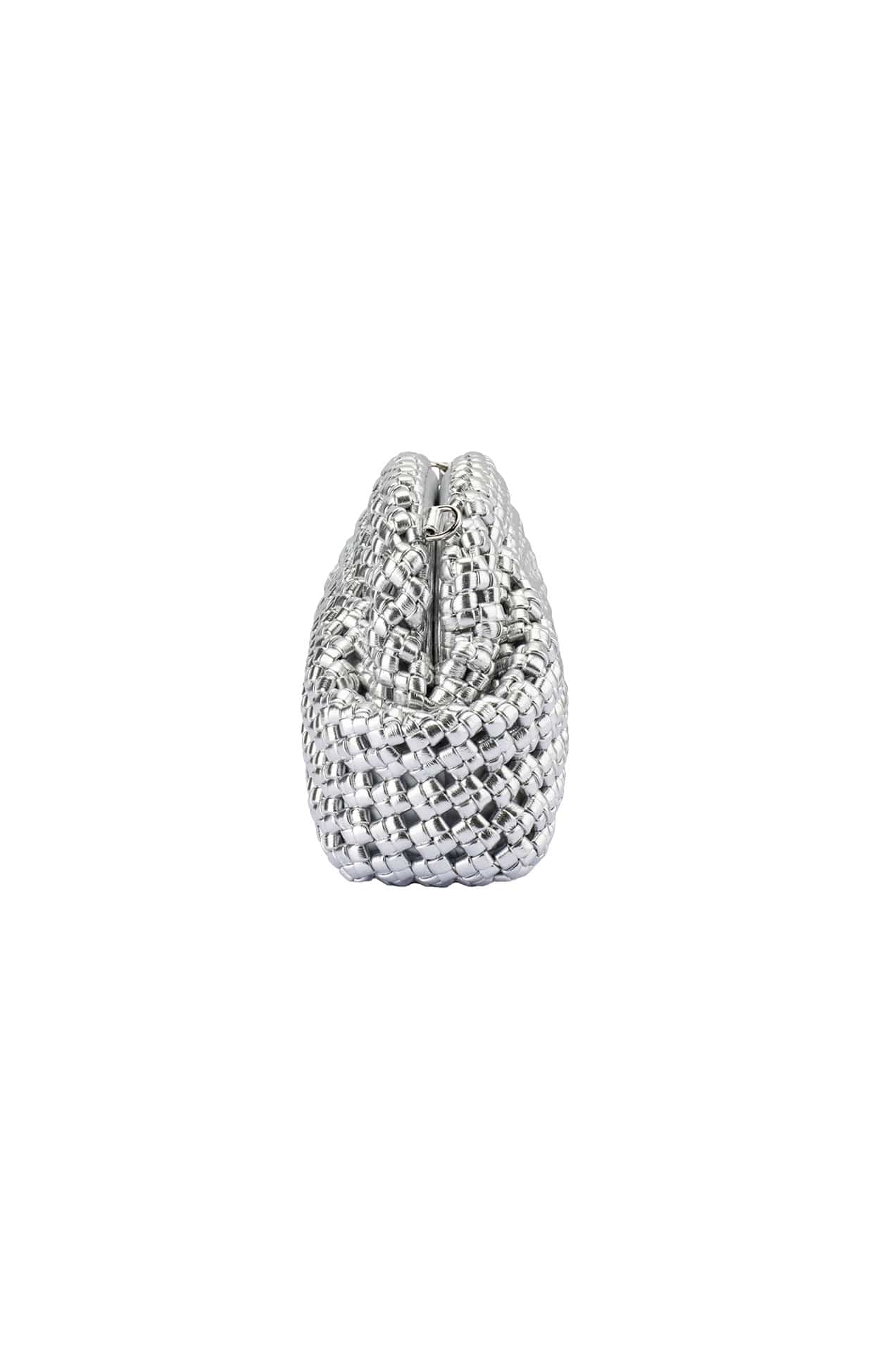 EVERLY HAND WOVEN CLUTCH BAG IN SILVER - Image 6
