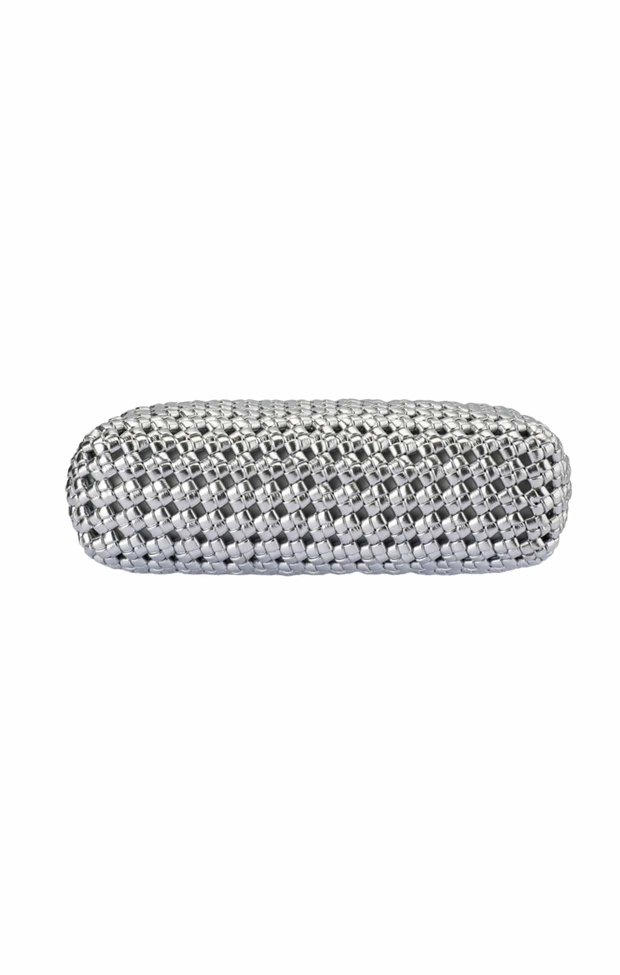 EVERLY HAND WOVEN CLUTCH BAG IN SILVER - Image 7