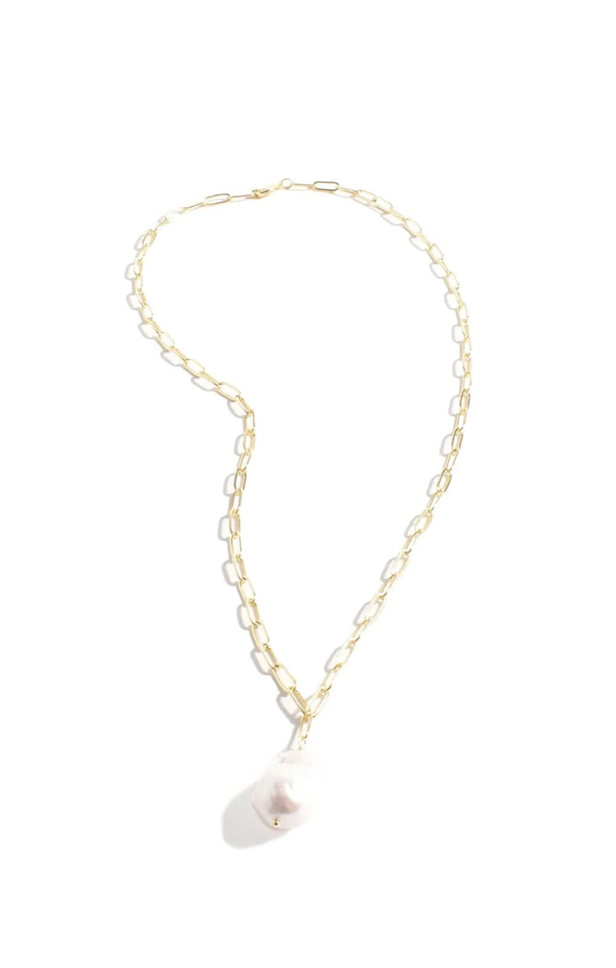 FRESHWATER PEARL DROP NECKLACE IN GOLD