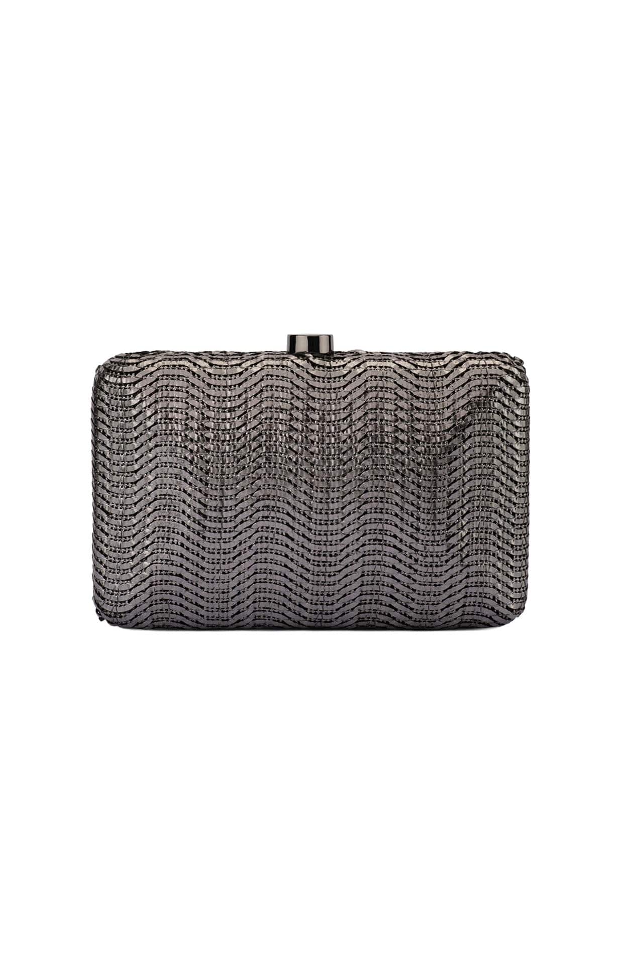 HANNAH TEXTURED CLUTCH BAG IN GUNMETAL