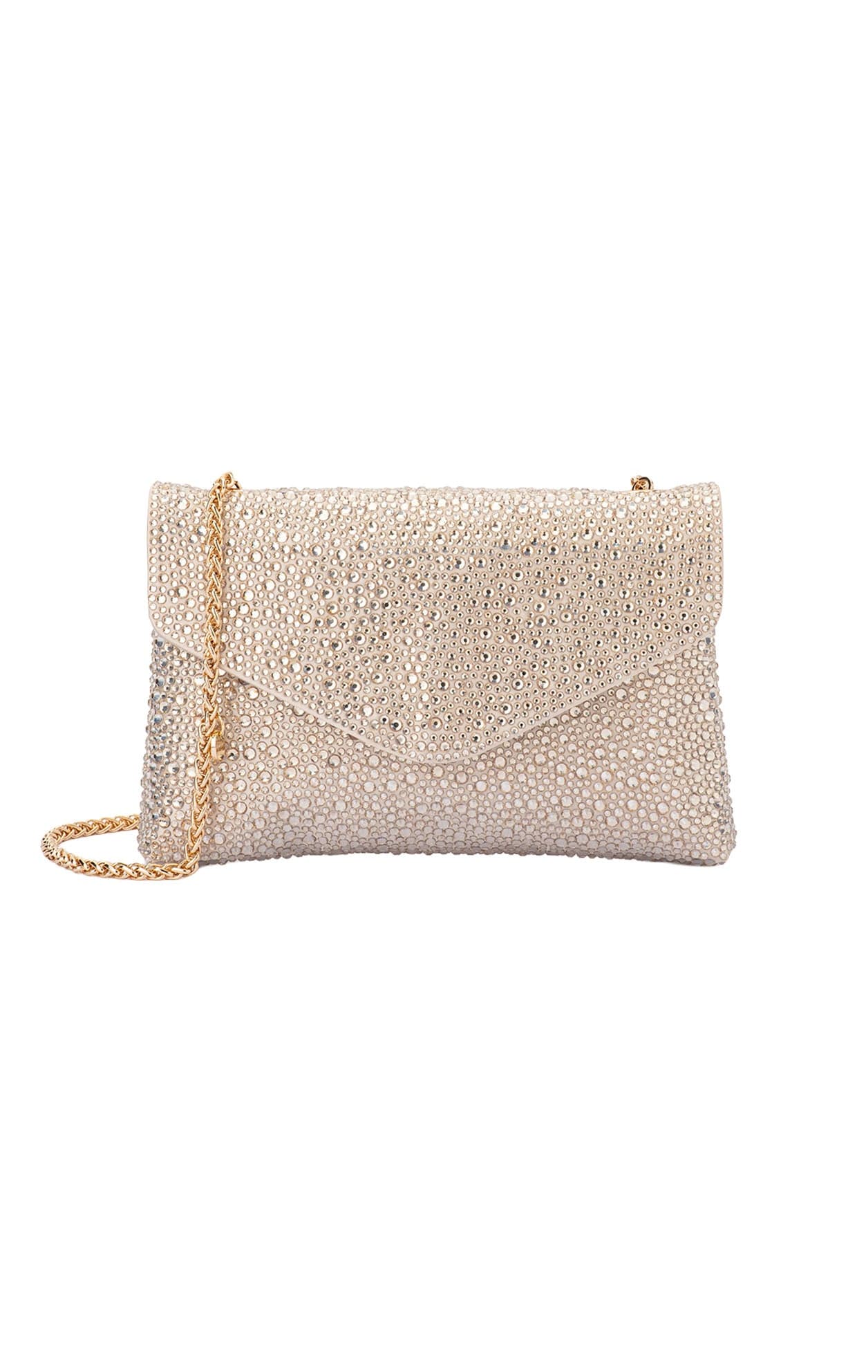 HATTIE CRYSTAL SHOULDRE BAG IN CHAMPAGNE