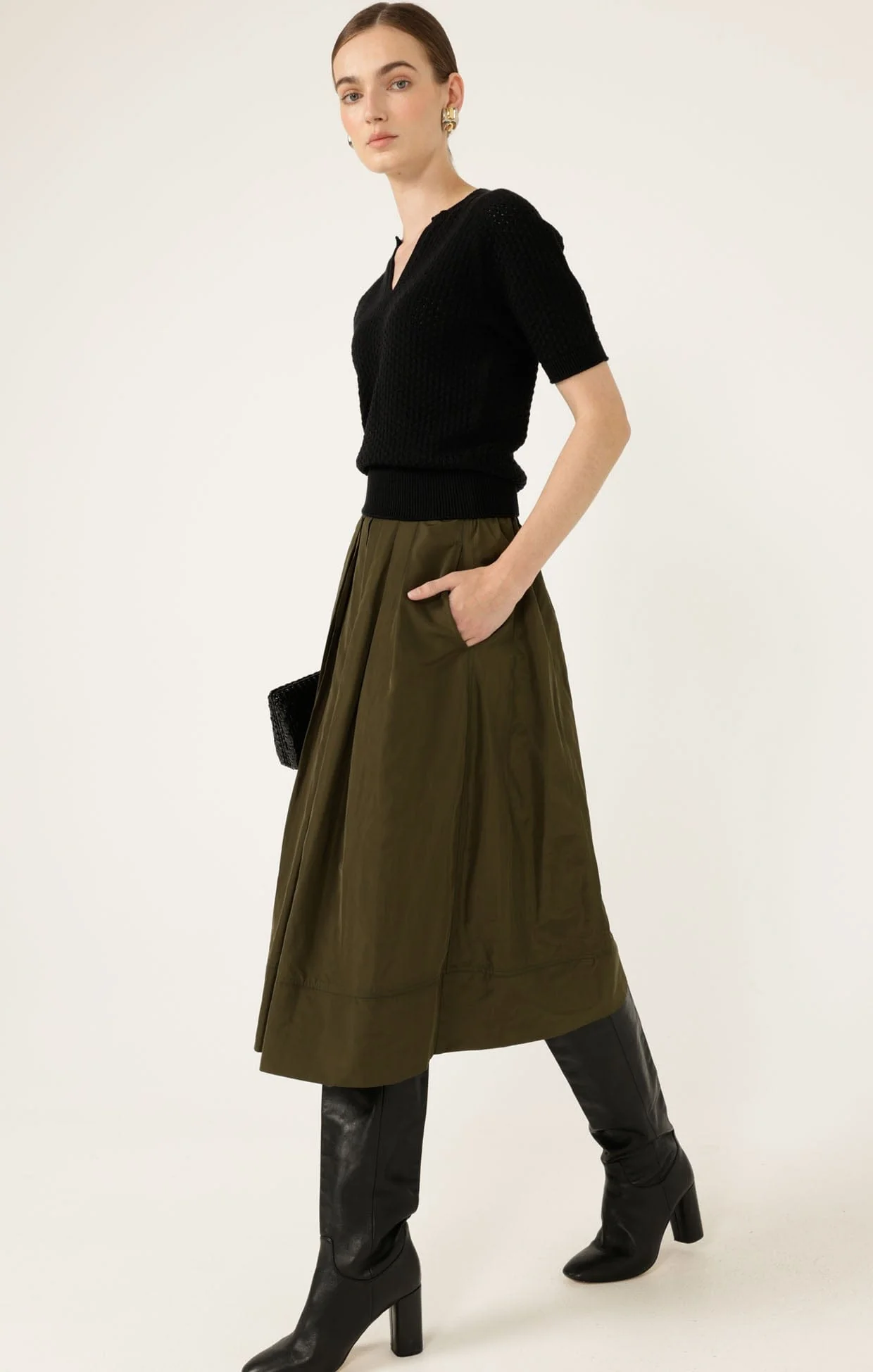 HENLEY KNIT TOP IN BLACK - Image 7