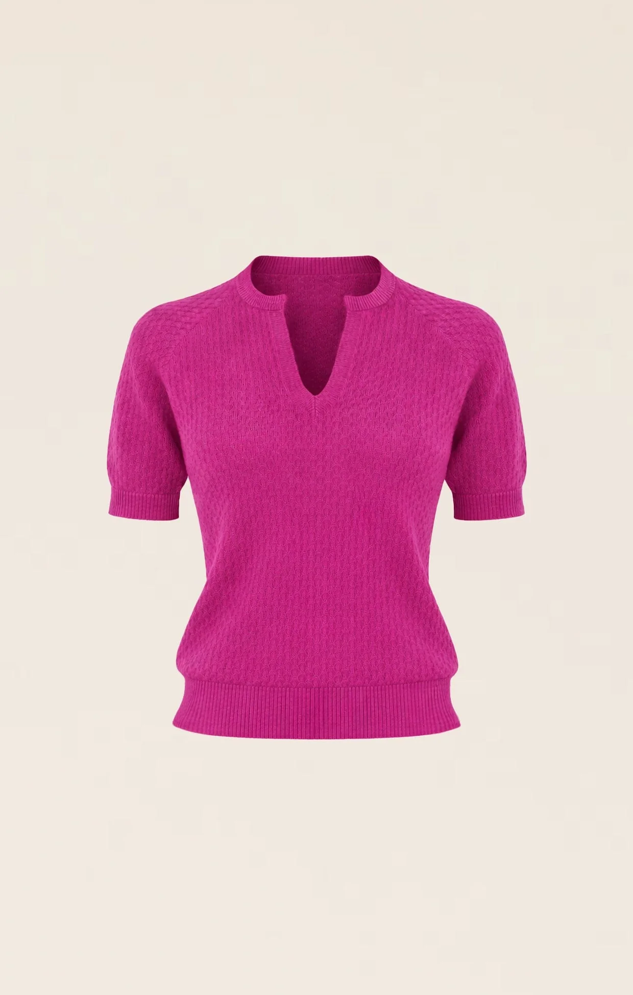 HENLEY KNIT TOP IN FUCHSIA - Image 10