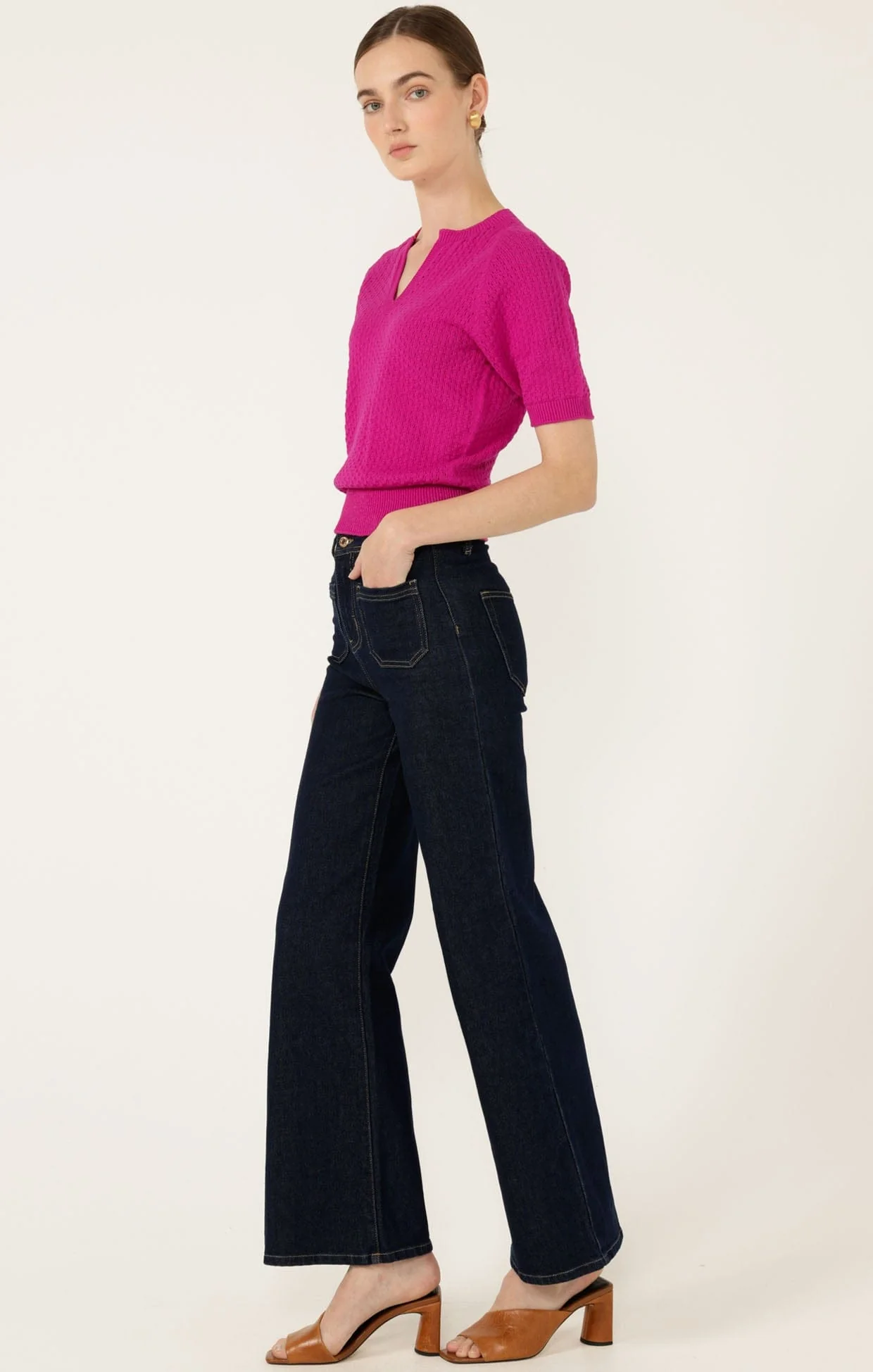 HENLEY KNIT TOP IN FUCHSIA - Image 7