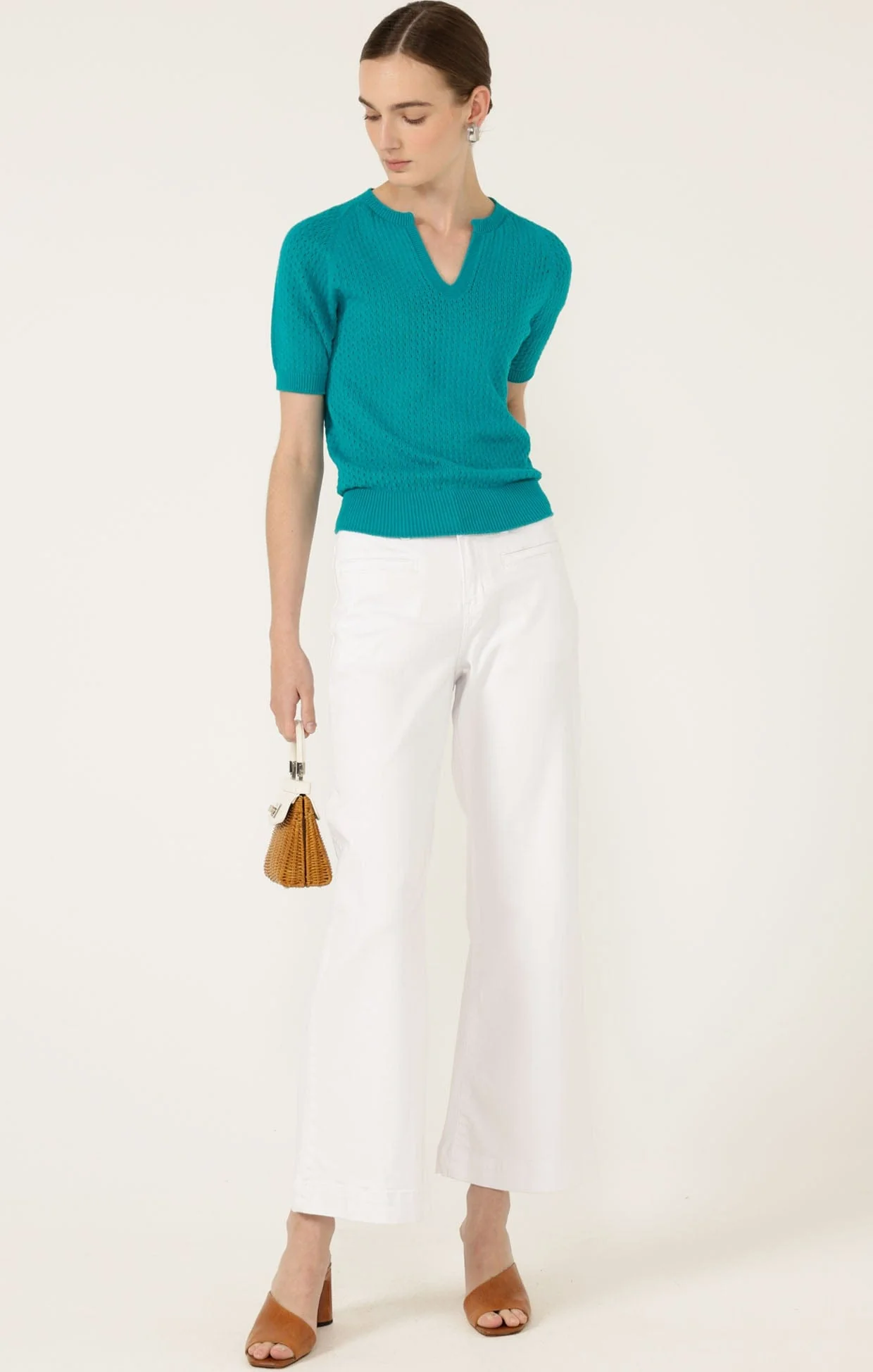 HENLEY KNIT TOP IN SEA GREEN - Image 5