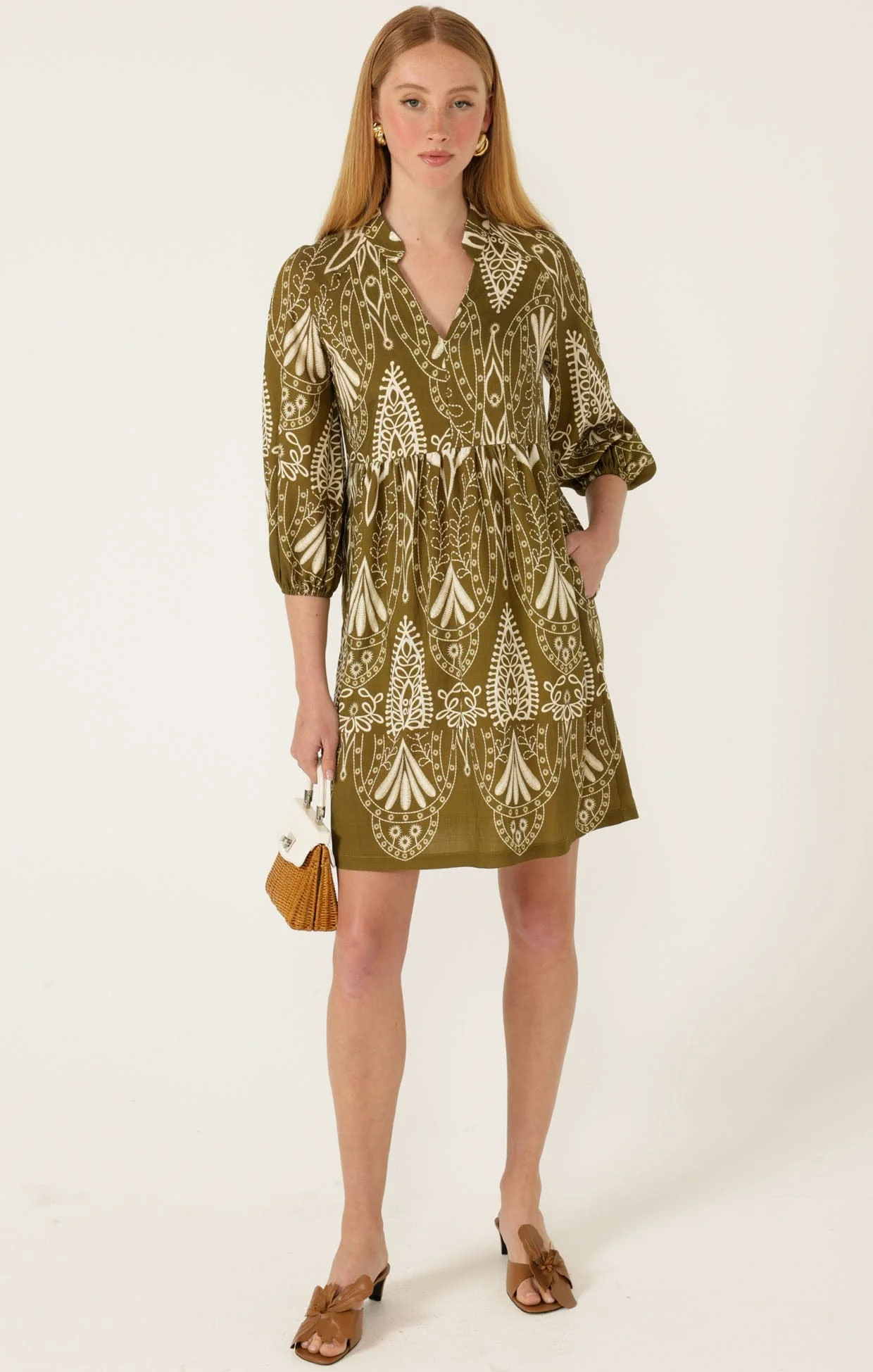 KIRRA SHIFT DRESS IN OLIVE CREAM - Image 3