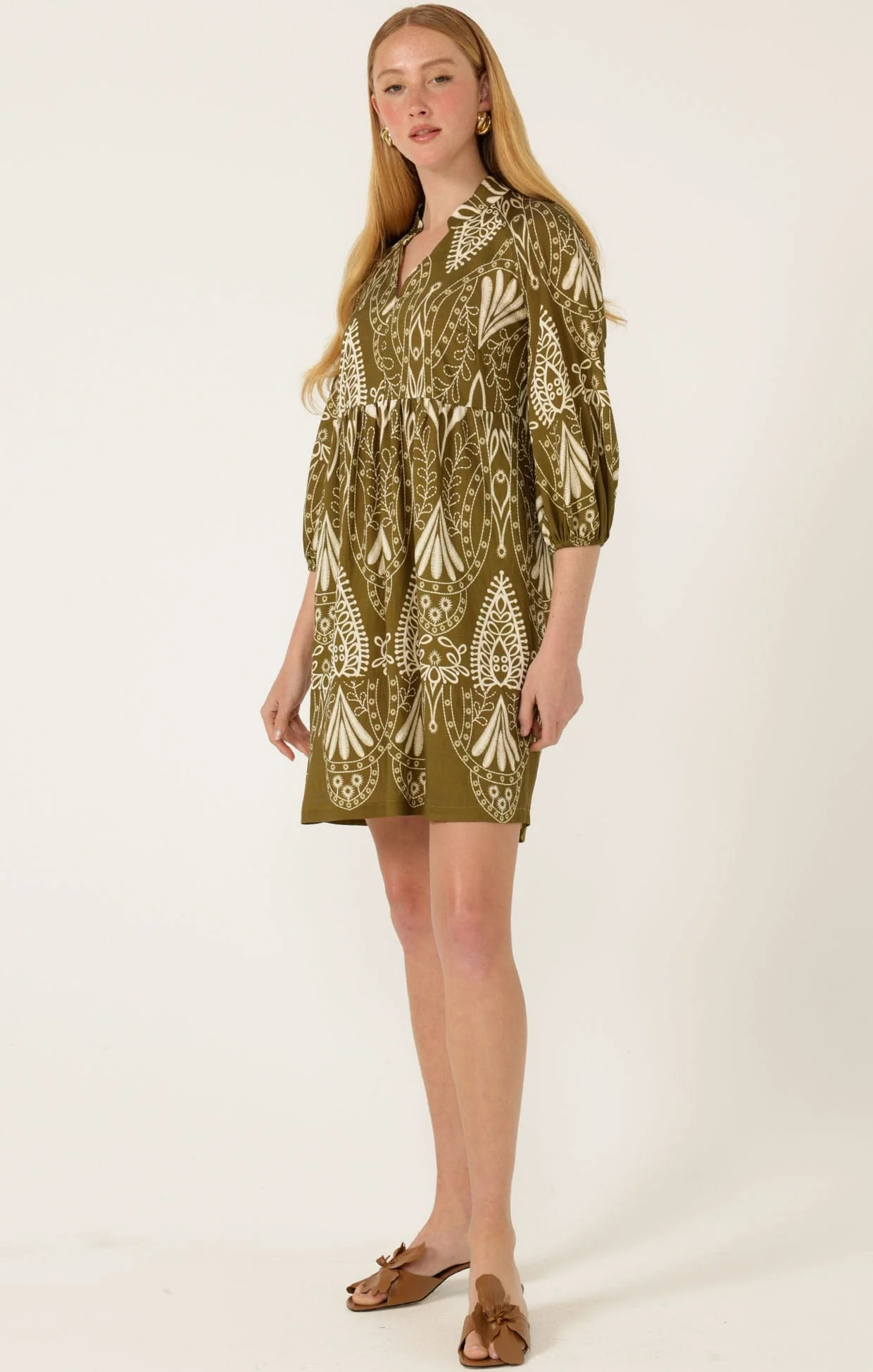 KIRRA SHIFT DRESS IN OLIVE CREAM - Image 5