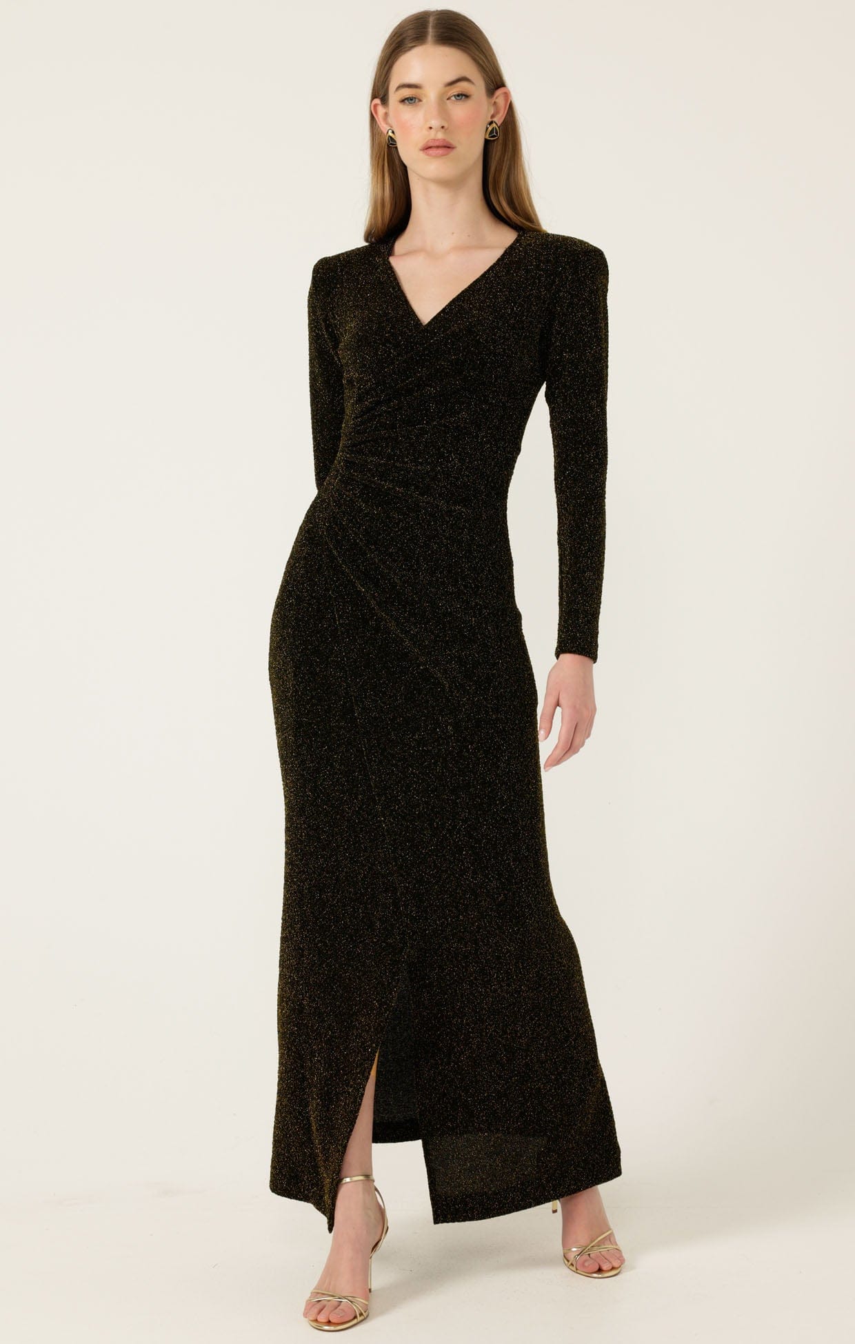 LENORA MAXI DRESS IN BLACK GOLD - Image 3