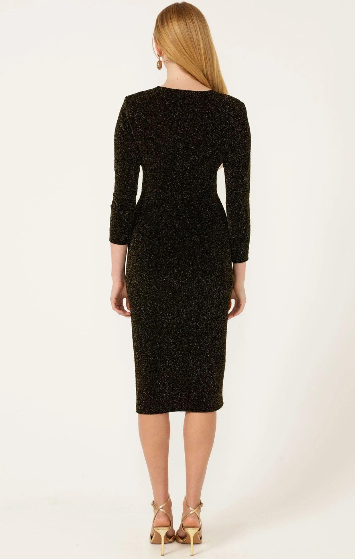 LENORA MIDI DRESS IN BLACK GOLD - Image 9