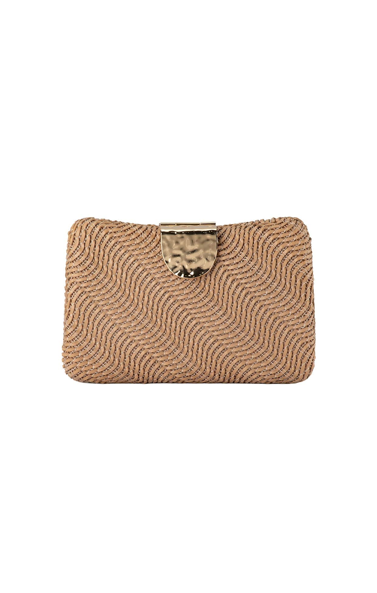 LINDY WOVEN CLUTCH BAG IN NATURAL