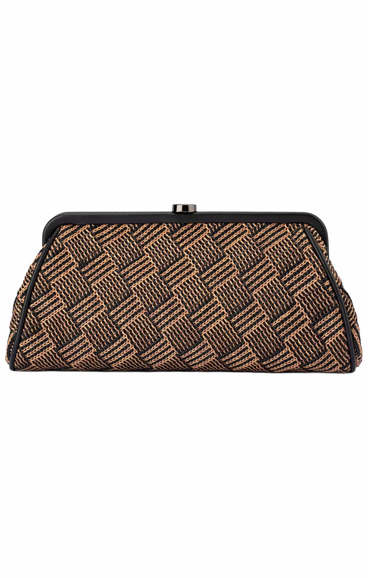 LOIS WOVEN CLUTCH BAG IN BLACK NATURAL