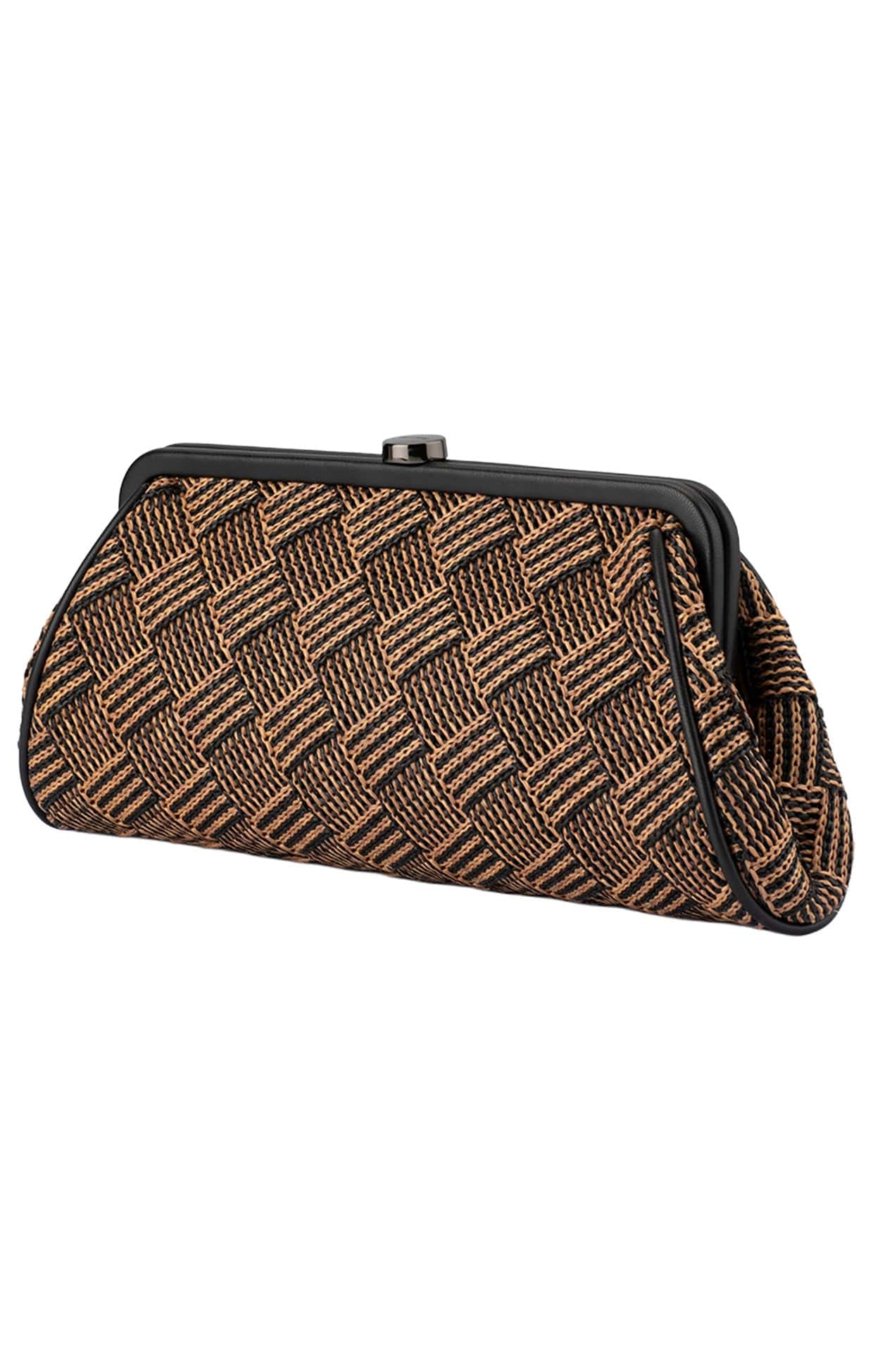 LOIS WOVEN CLUTCH BAG IN BLACK NATURAL - Image 2