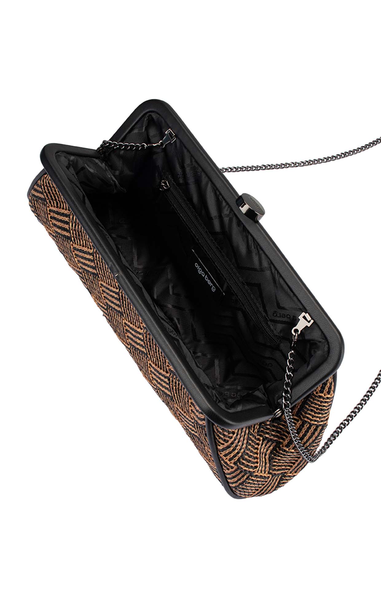 LOIS WOVEN CLUTCH BAG IN BLACK NATURAL - Image 3