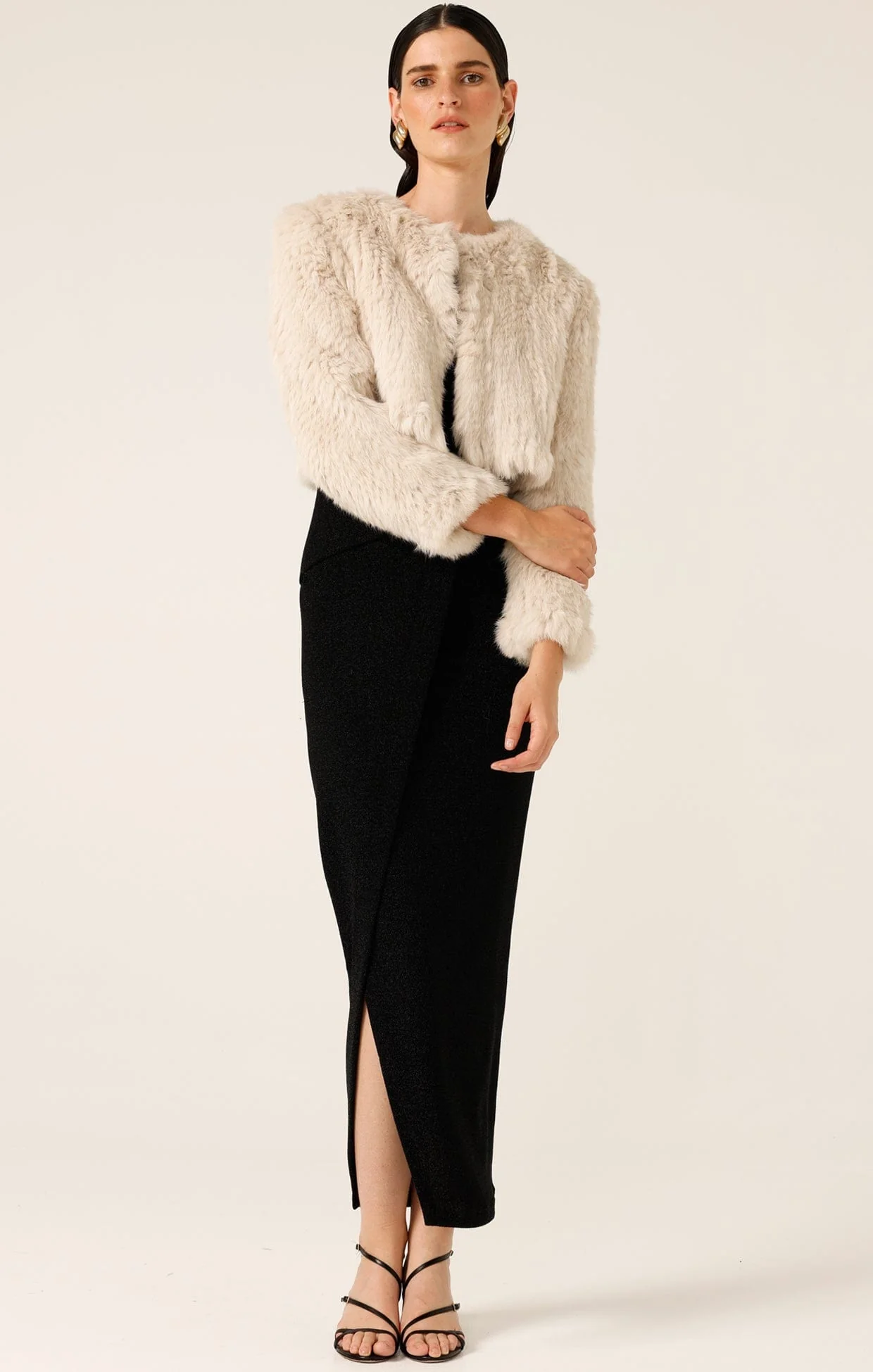LUXE FUR JACKET IN STONE - Image 4