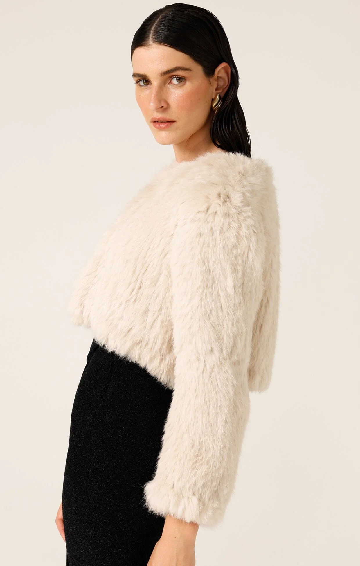 LUXE FUR JACKET IN STONE - Image 5