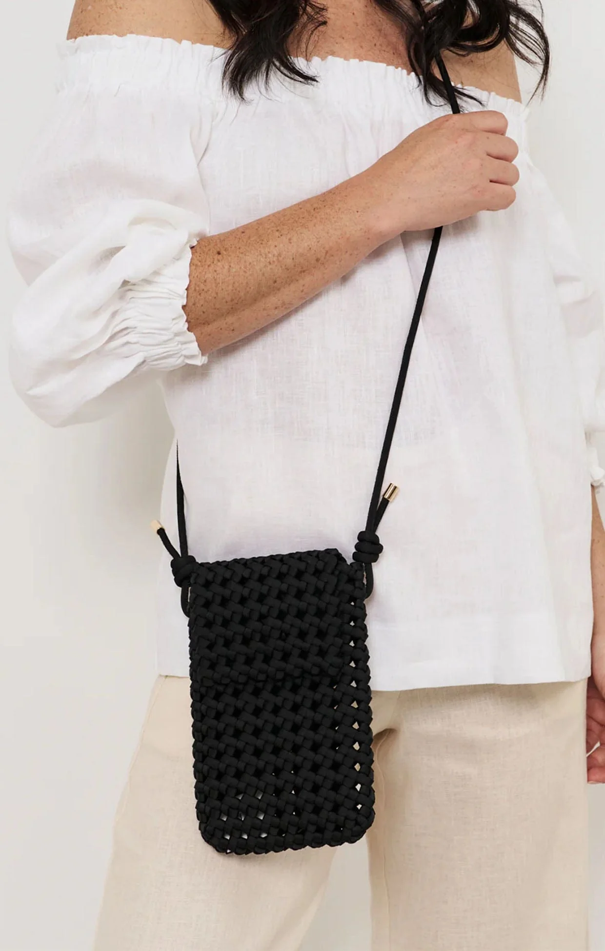 MERRIN WOVEN SATIN CROSSBODY BAG IN BLACK - Image 2