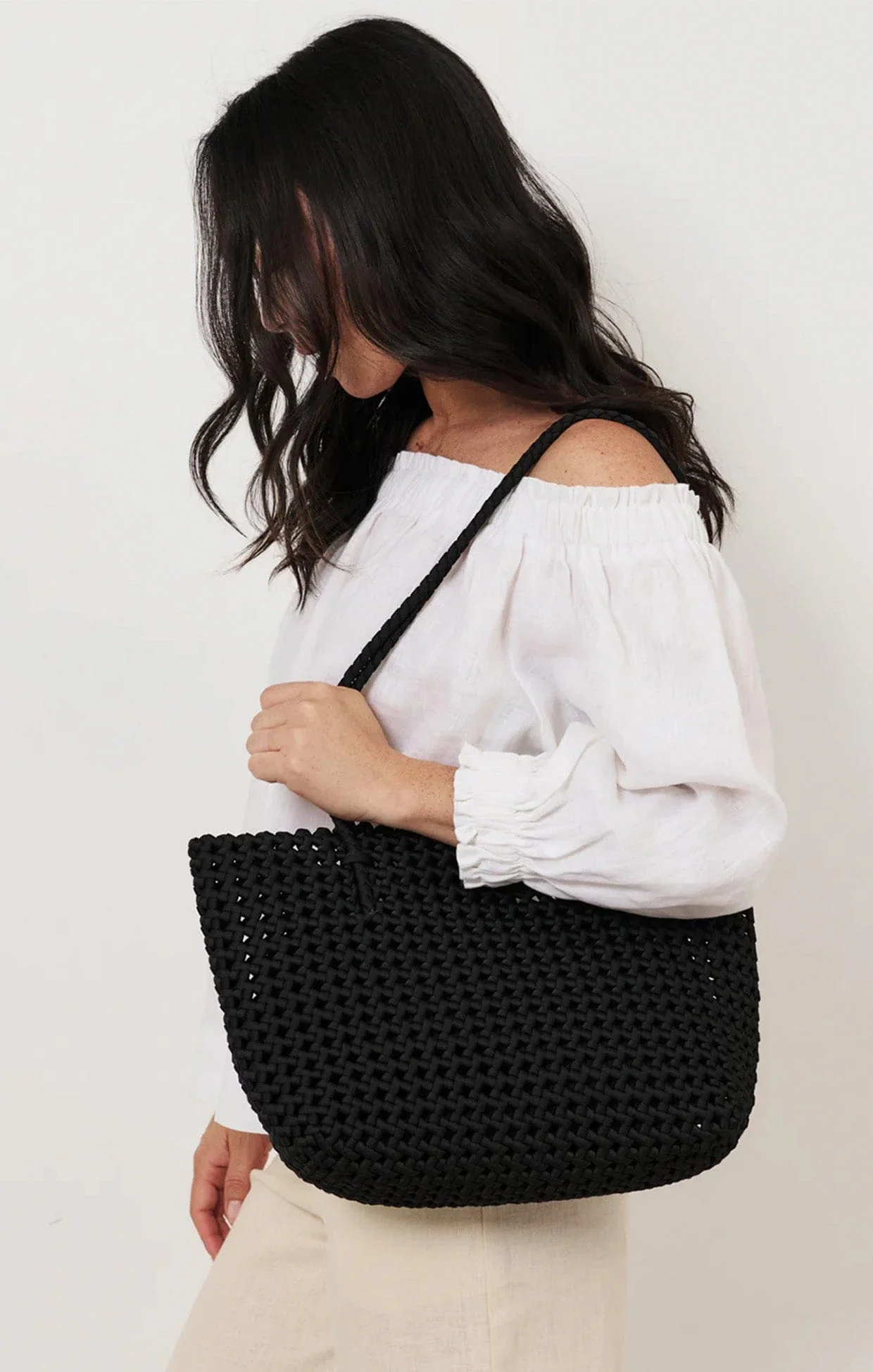 MERRIN WOVEN SATIN TOTE IN BLACK - Image 2