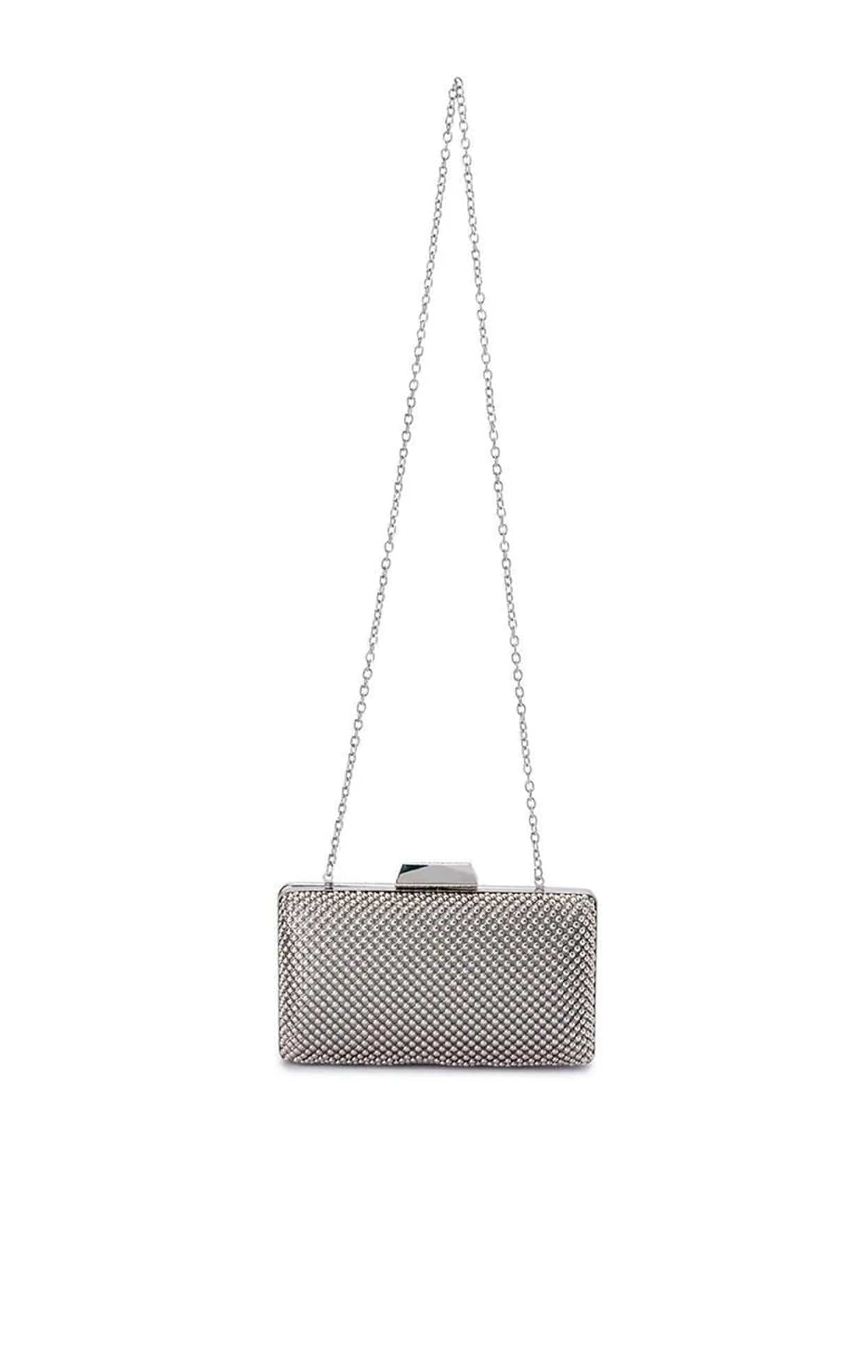 NATASHA BALL MESH CLUTCH IN SILVER - Image 3