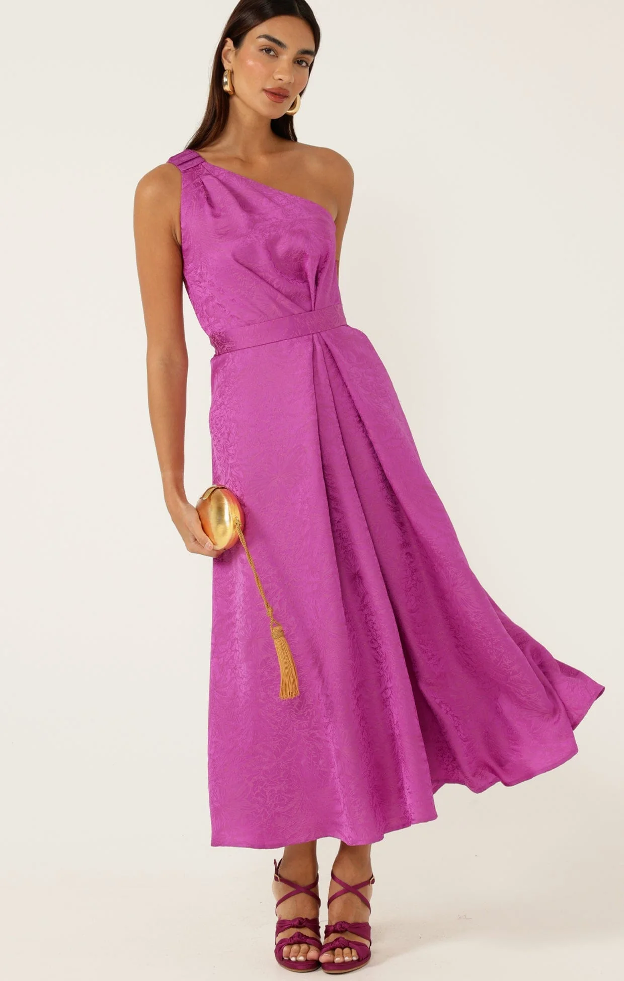 ORLEANS ONE SHOULDER MIDI DRESS