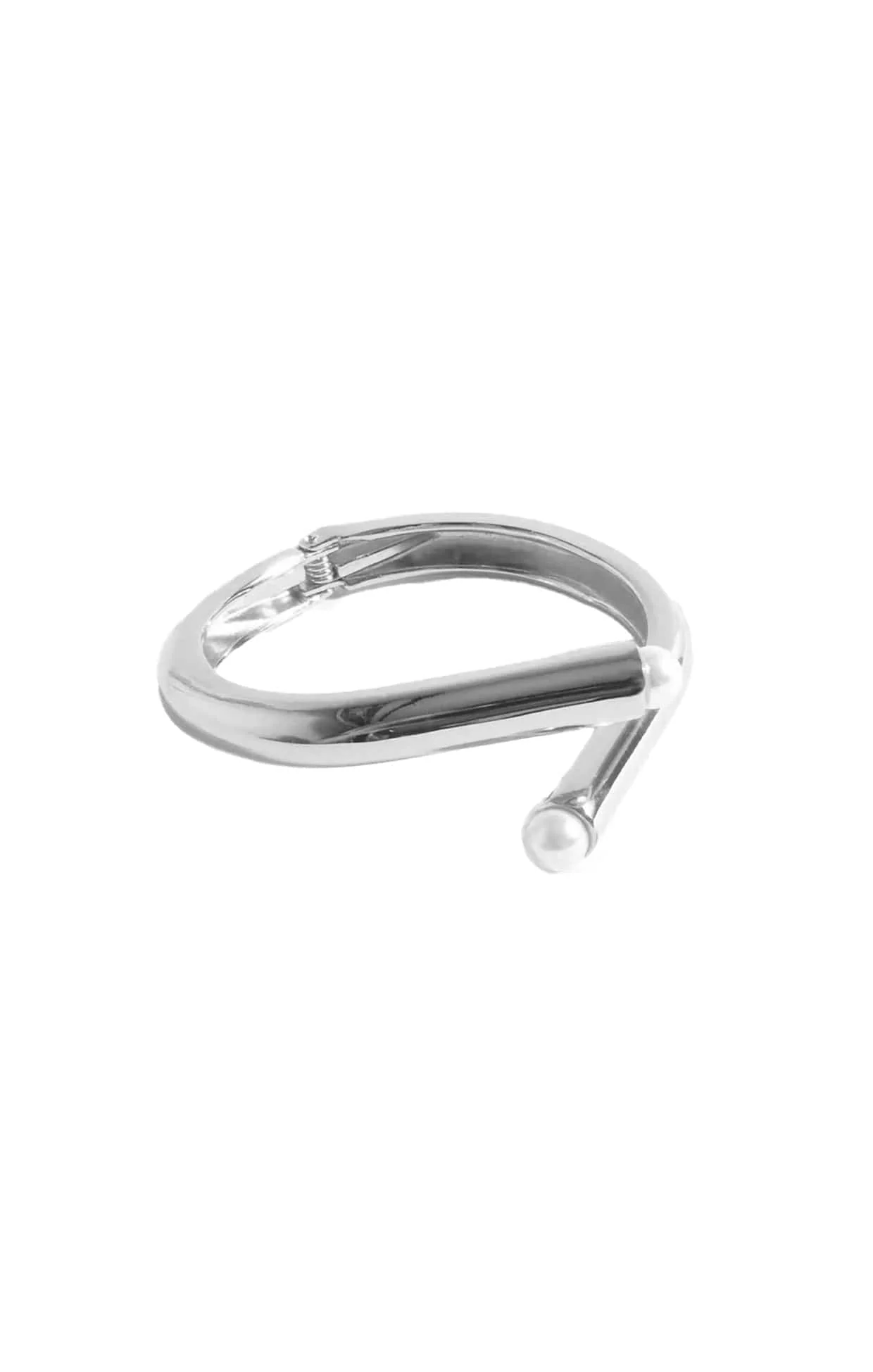 PEARL END BANGLE IN SILVER