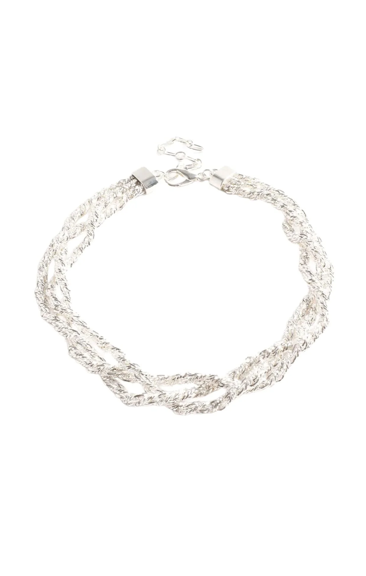 PLAITED CHAIN NECKLACE IN SILVER