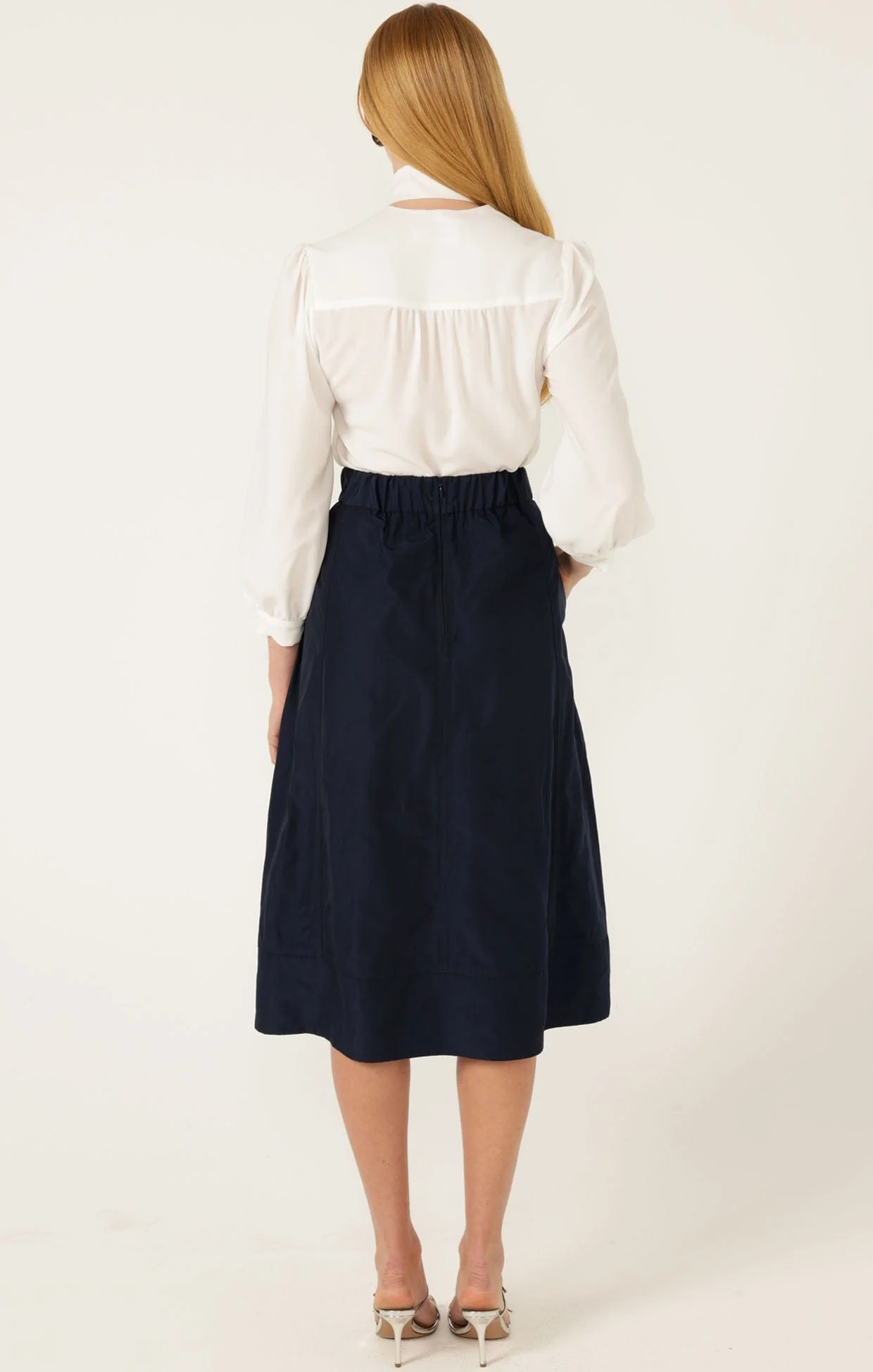 PLEATED A-LINE SKIRT IN NAVY - Image 10