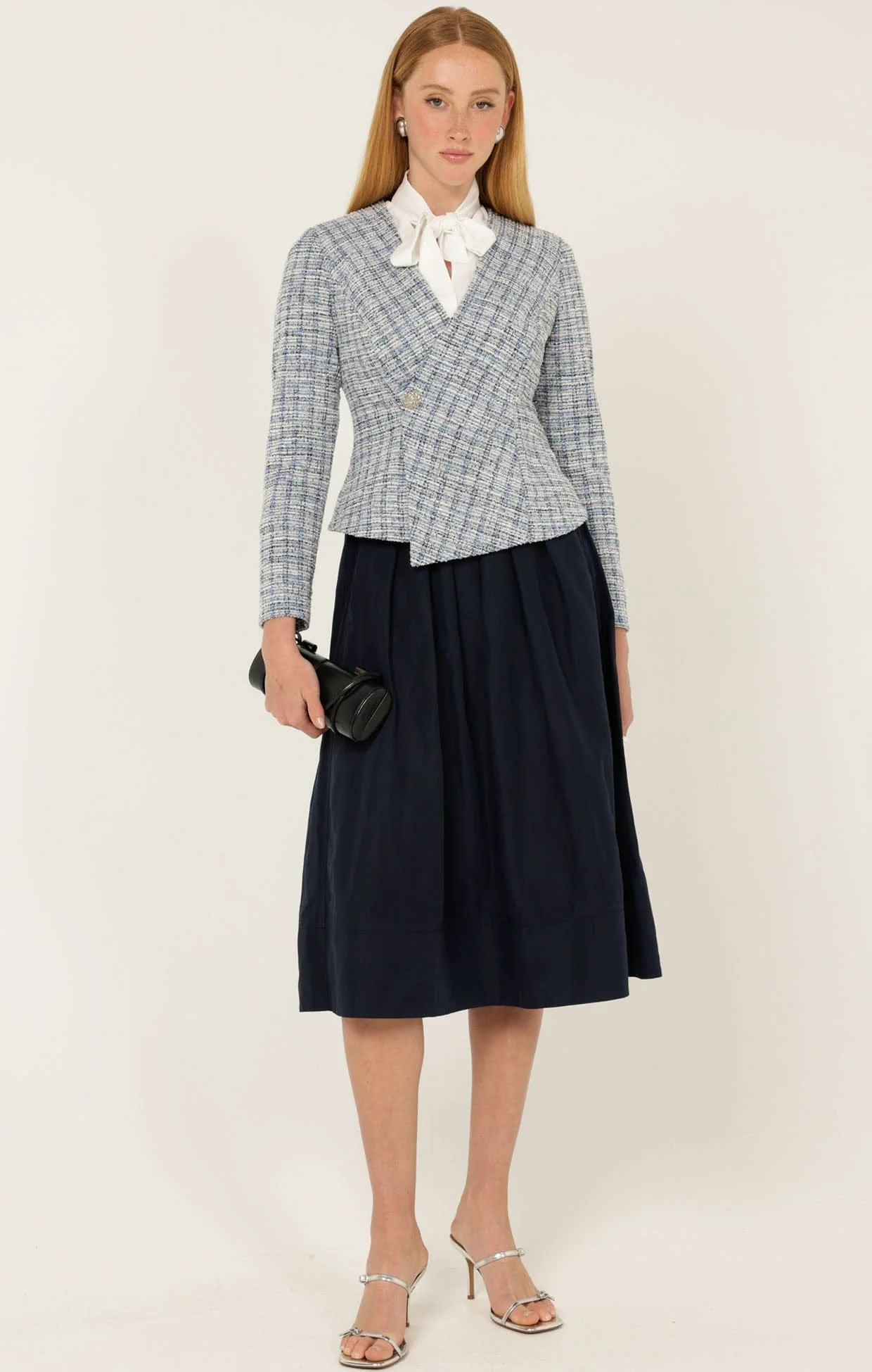 PLEATED A-LINE SKIRT IN NAVY - Image 6