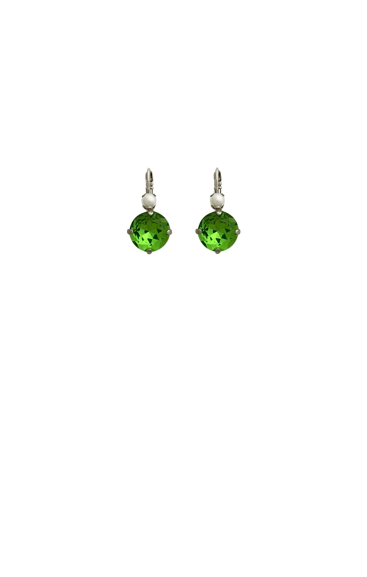 PRAGUE EARRINGS RHODIUM IN PEARL AND FERN