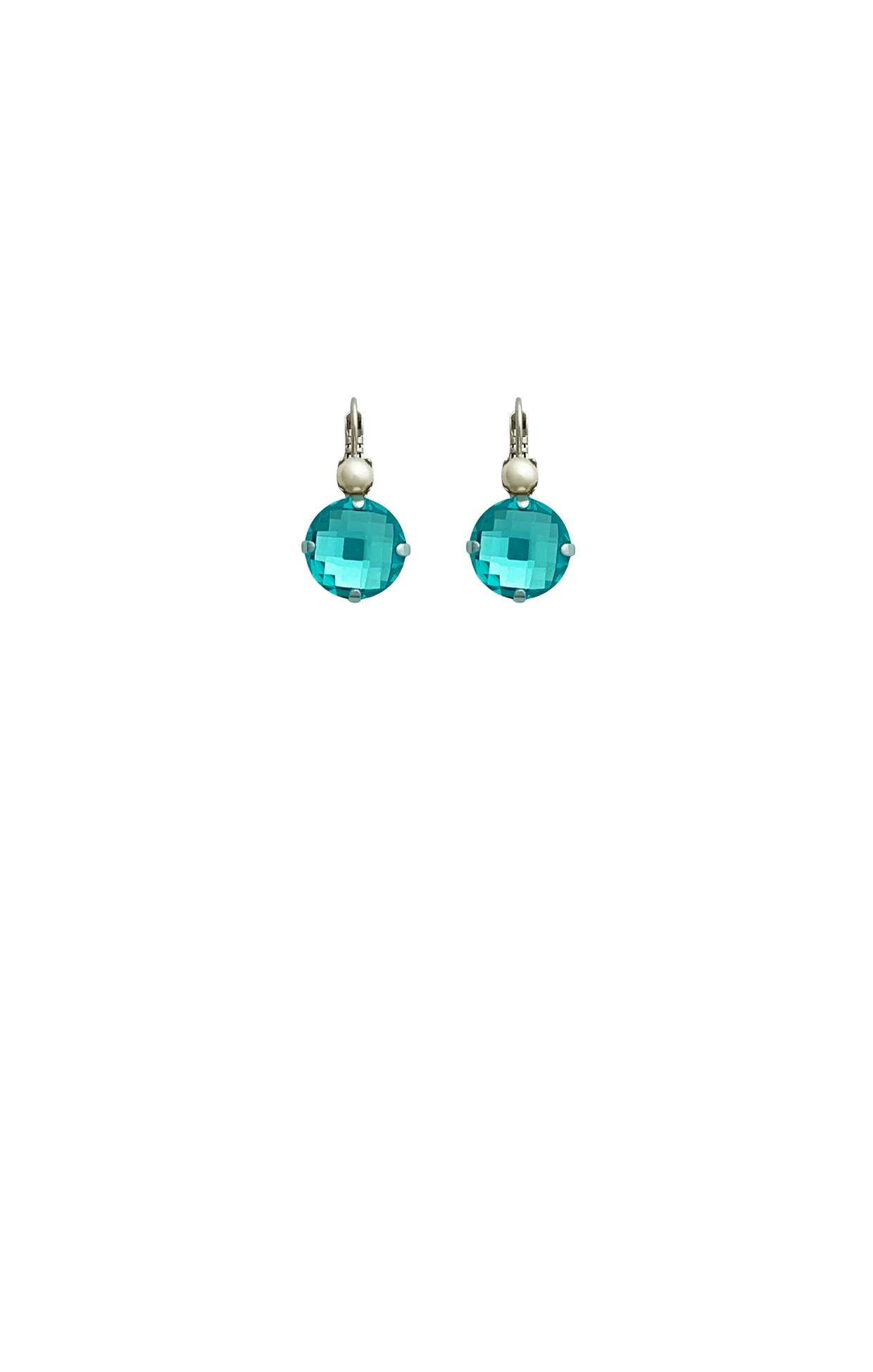 PRAGUE EARRINGS RHODIUM IN PEARL AND TURQUOISE