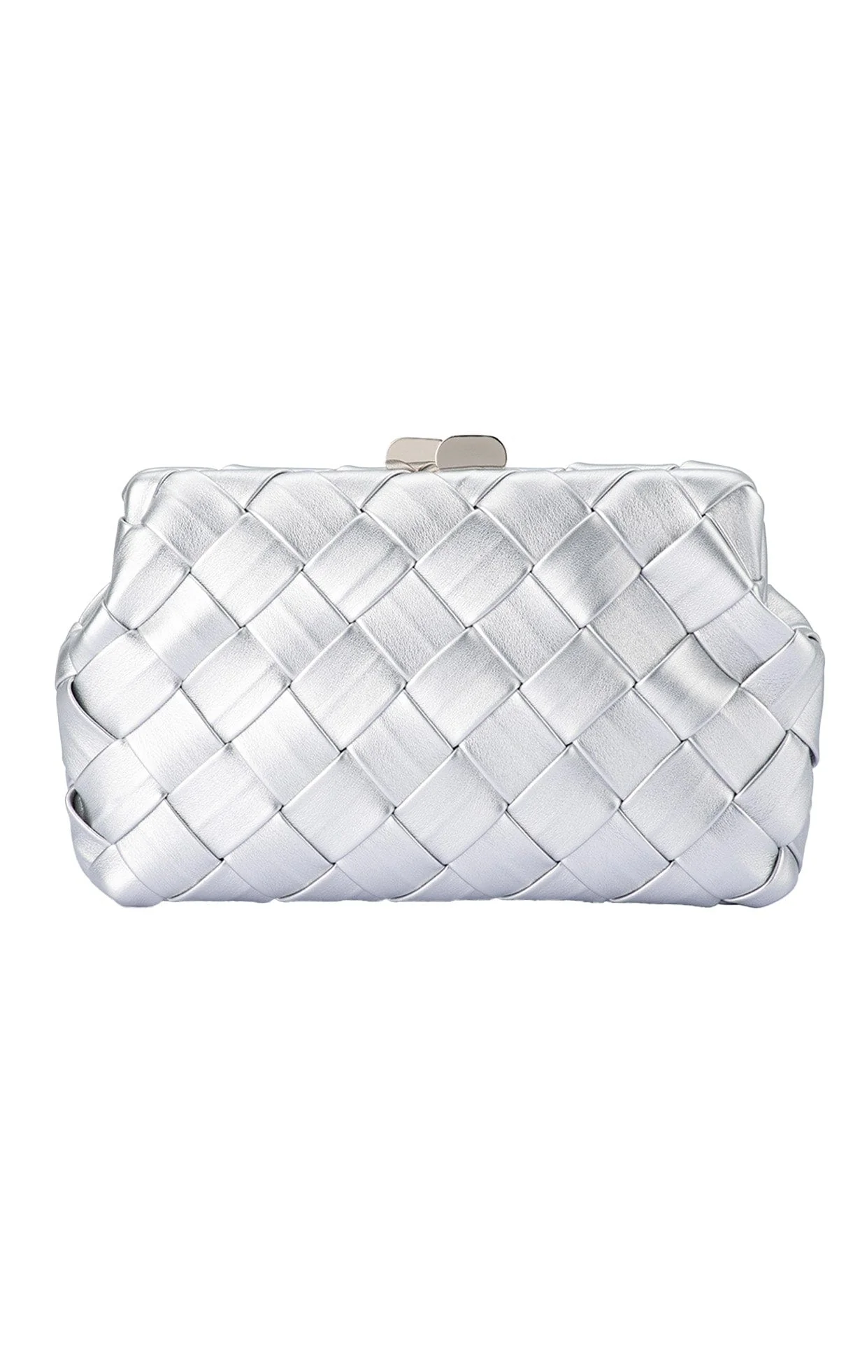 QUINN WOVEN CLUTCH IN SILVER